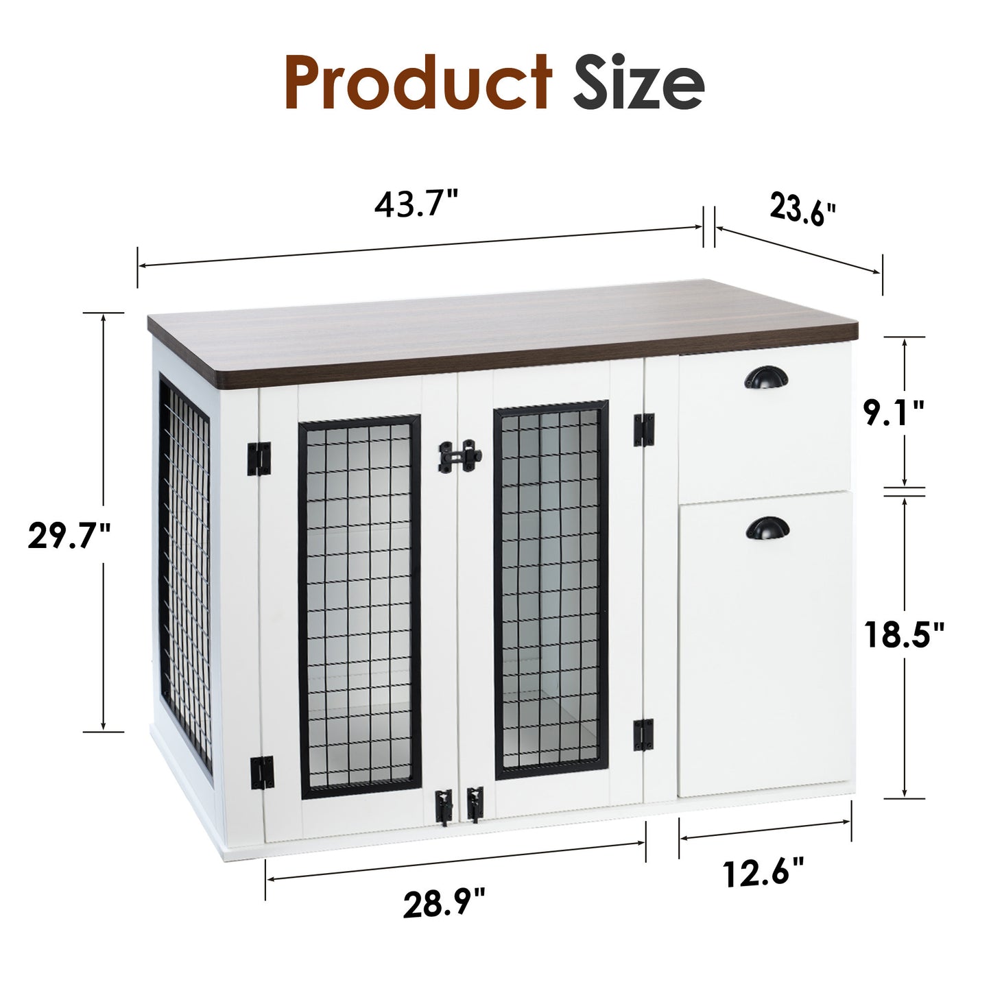 Furniture style dog cage, wooden dog cage, double door dog cage, side cabinet dog cage, Dog crate
