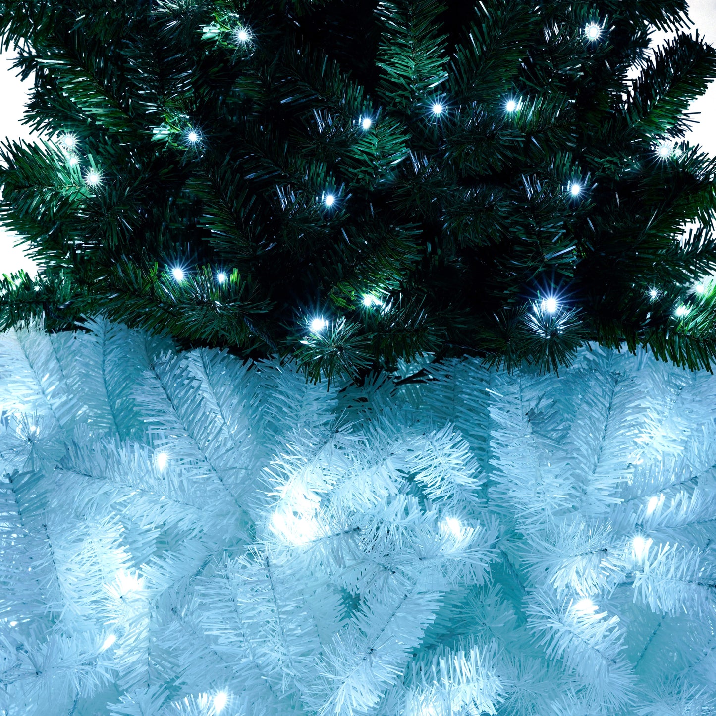 6FT Hinged Fir Artificial Fir Bent Top Christmas Tree, Xmas Tree Bendable Santa Hat Style Christmas Tree Holiday Decoration, 1250 Lush Branch Tips, 300 LED Lights X-mas