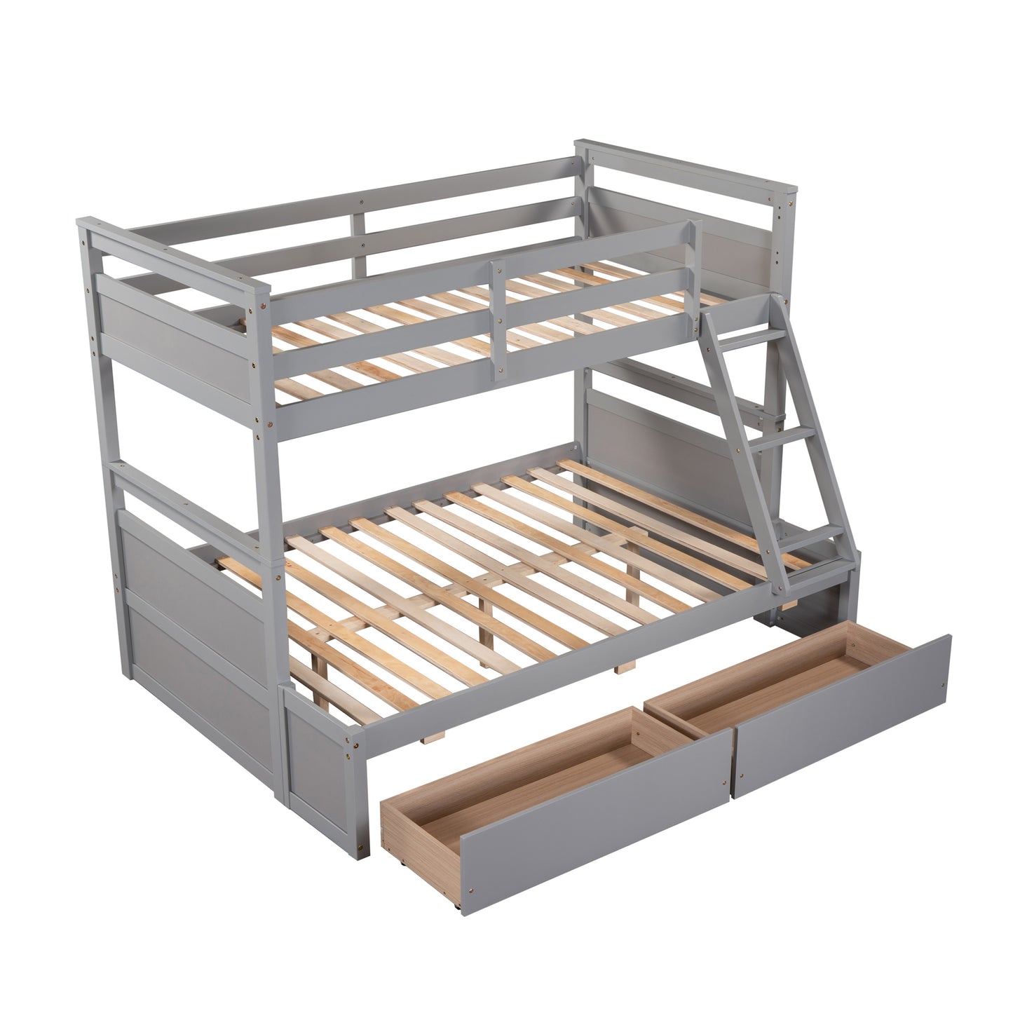 Twin over Full Bunk Bed with Storage - Gray(OLD SKU :LP000022AAE)