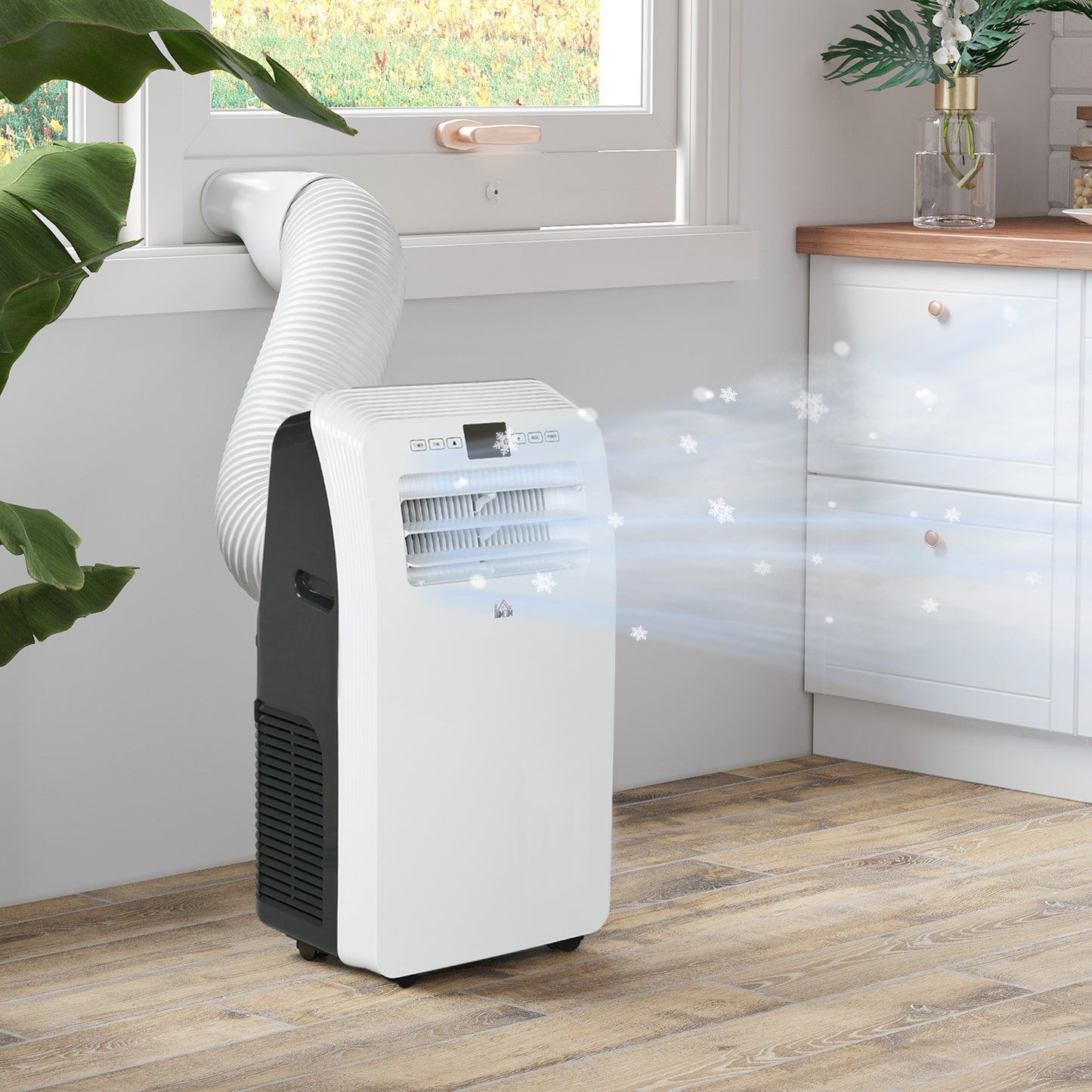 HOMCOM 12000 BTU Portable Air Conditioner for Rooms Up to 550 Sq. Ft., 3-in-1 AC Unit with Dehumidifier, Cooling Fan, Remote, 24H Timer On/Off, Window Installation Kit
