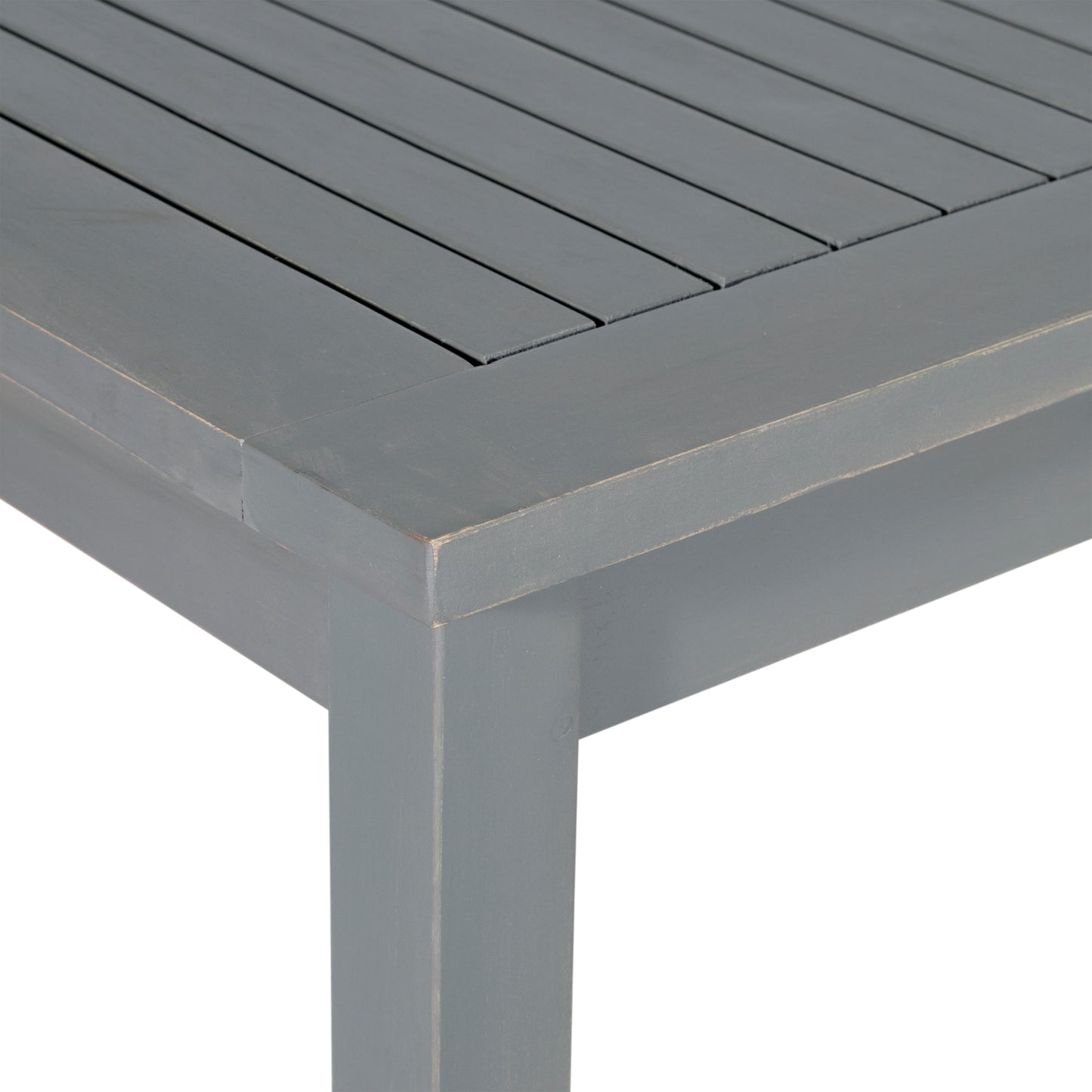 Contemporary Slat-Top Acacia Wood Outdoor Dining Table - Grey Wash