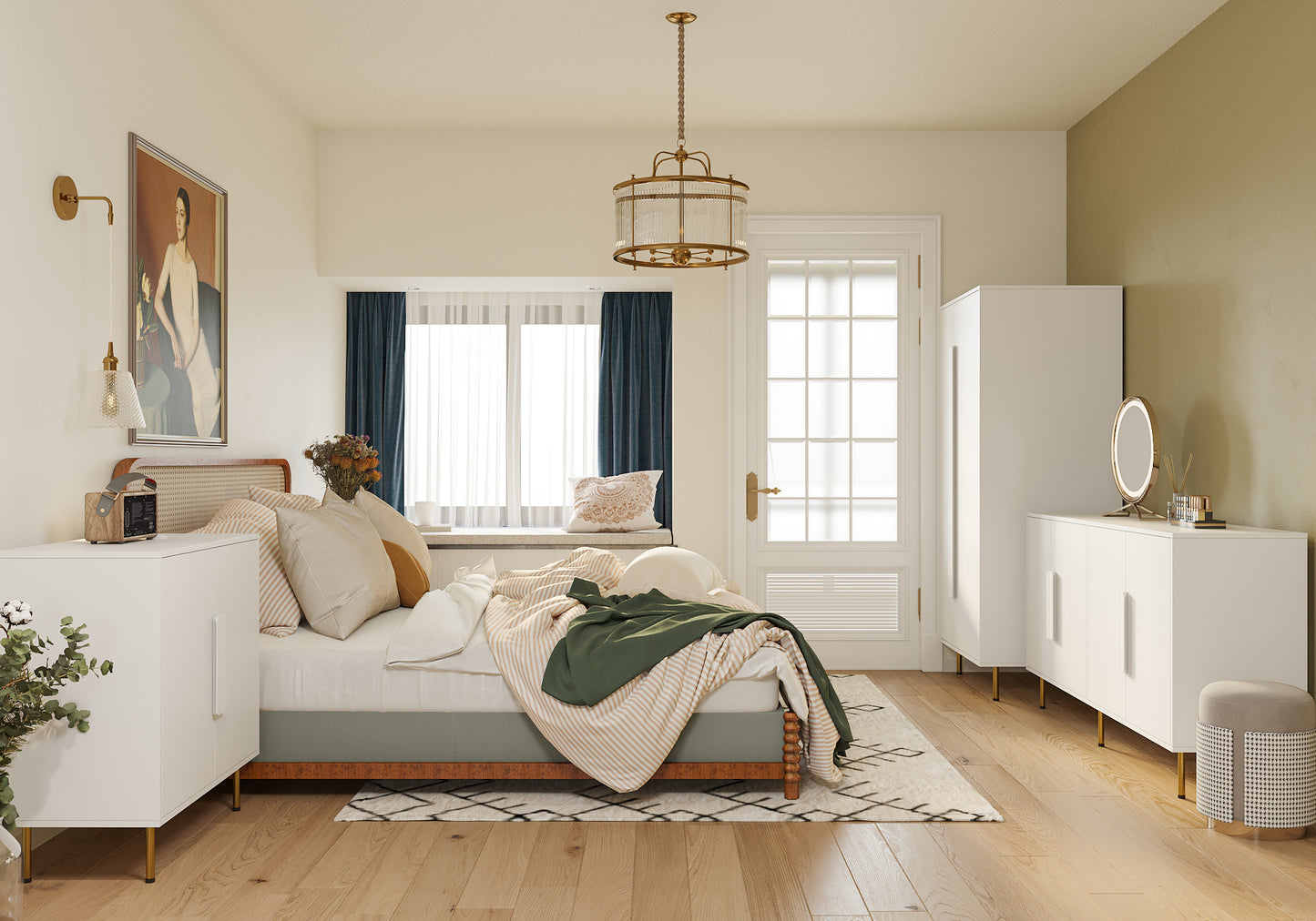 Armoire with 2 Doors with Handle for bedroom, White