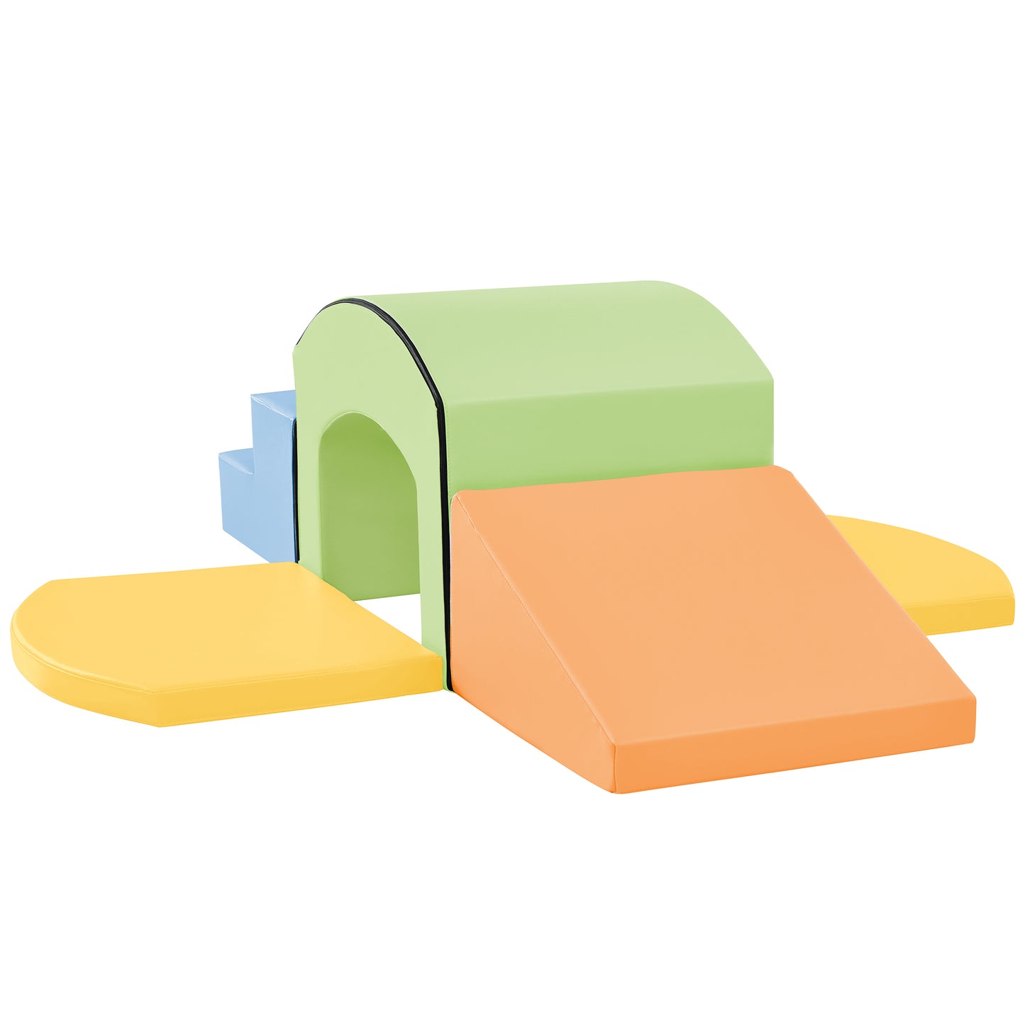 Soft Foam Playset for Toddlers, Safe SoftZone Single-Tunnel Foam Climber for Kids, Lightweight Indoor Active Play Structure with Slide Stairs and Ramp for Beginner Toddler Climb and Crawl