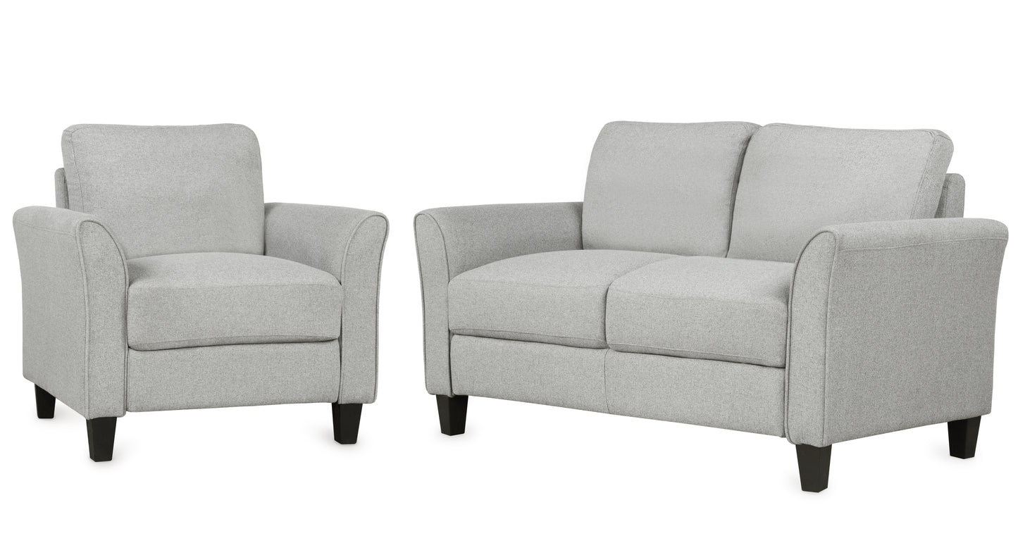 Living Room Furniture Armrest Single Sofa and Loveseat Sofa (Light Gray)