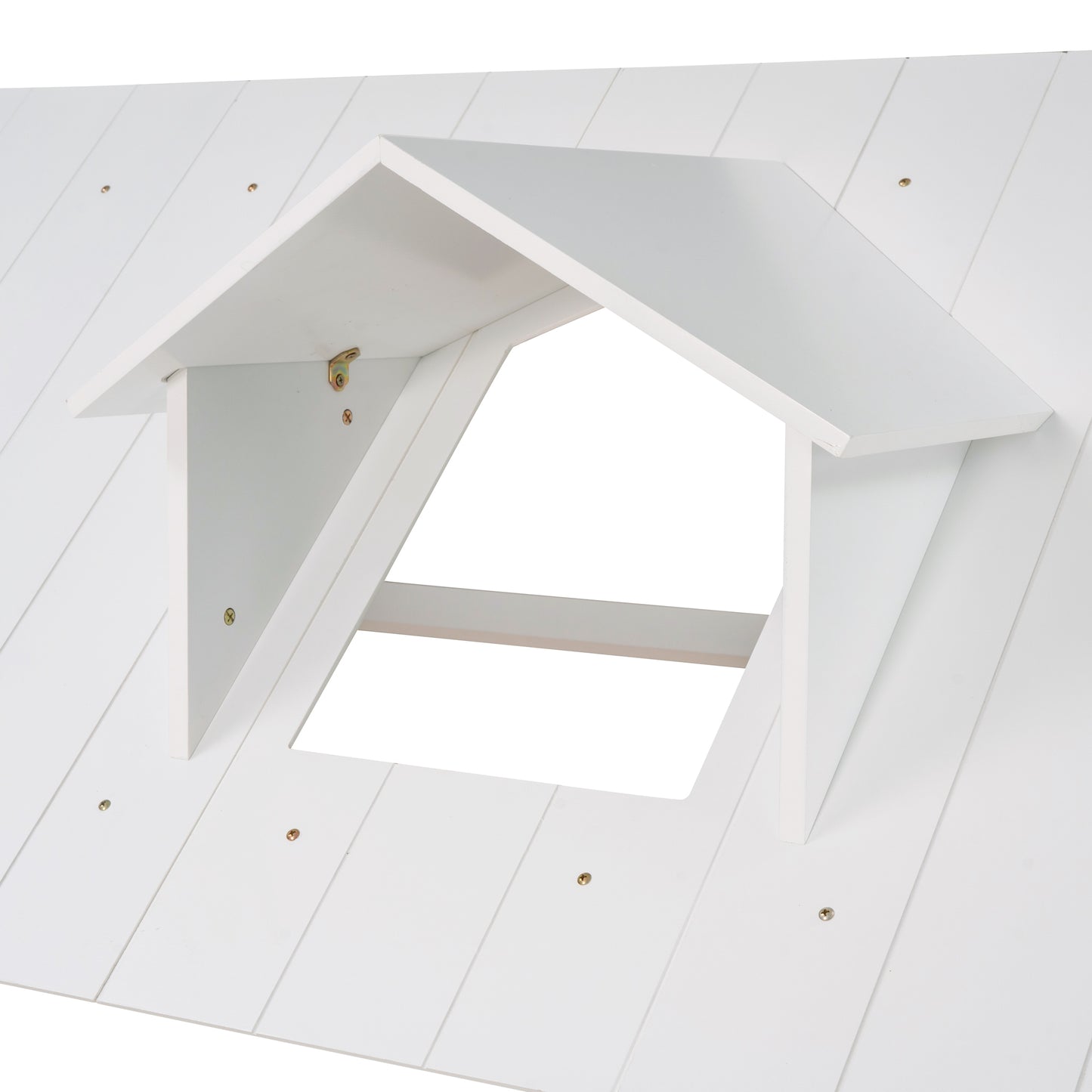 Full Size House Bed Wood Bed with Twin Size Trundle ( White )