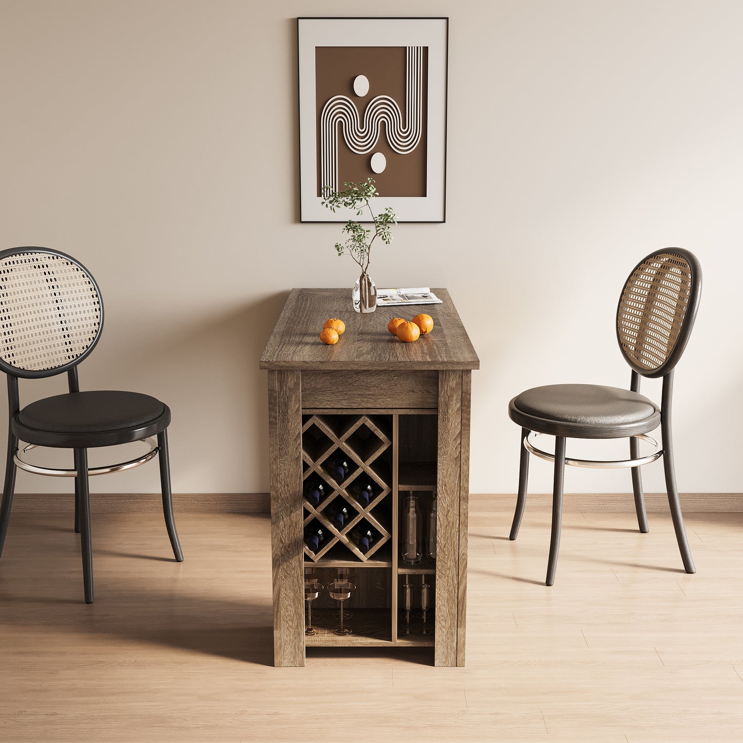Kitchen Bar Table with Storage Shelves