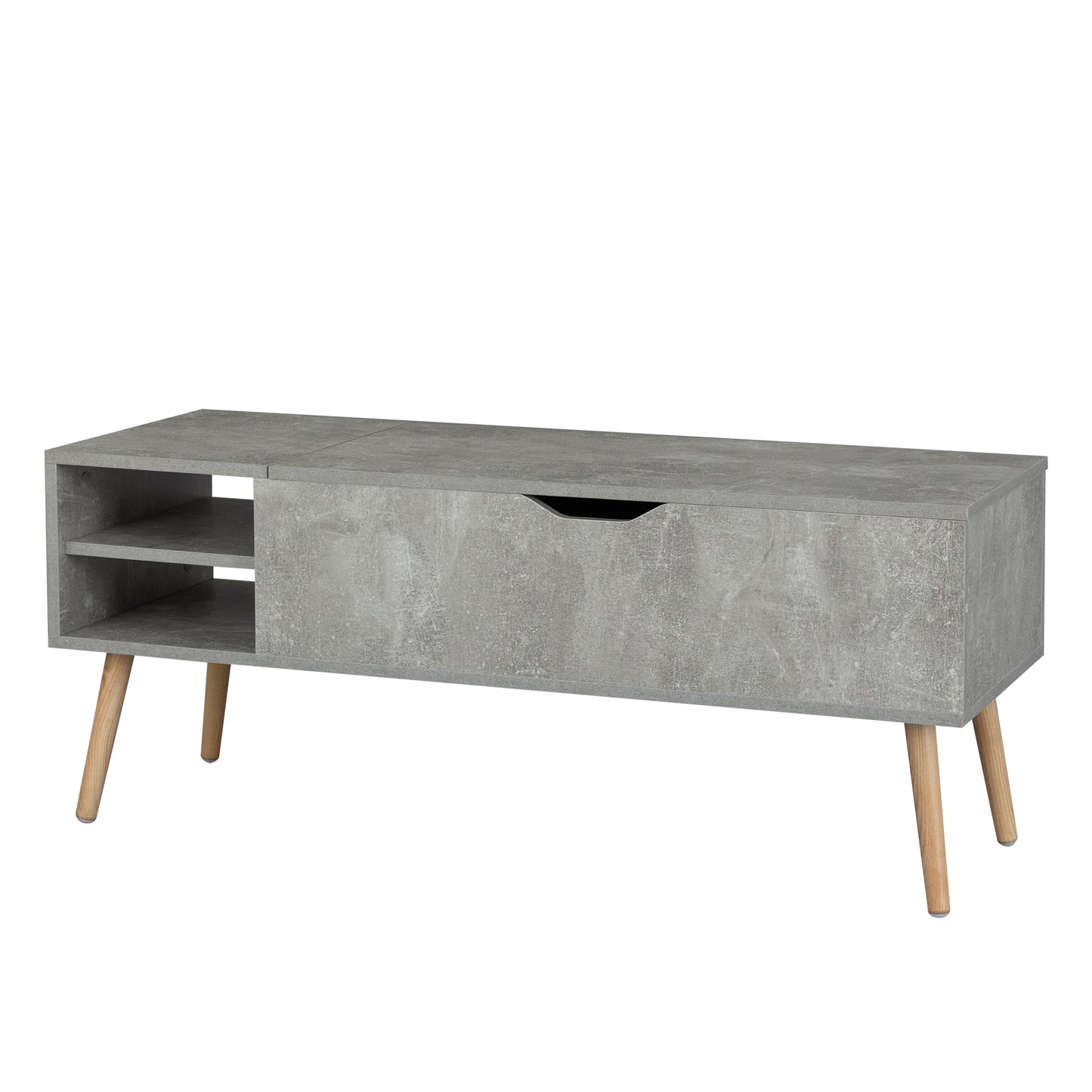 Solid wood legsCoffee Table,Accent Furniture Home Decor,Open Storage Shelf,Storage Coffee Table with Hidden Compartment and Adjustable Storage Shelf,LiftTabletopDiningTable for Living room Light Gray