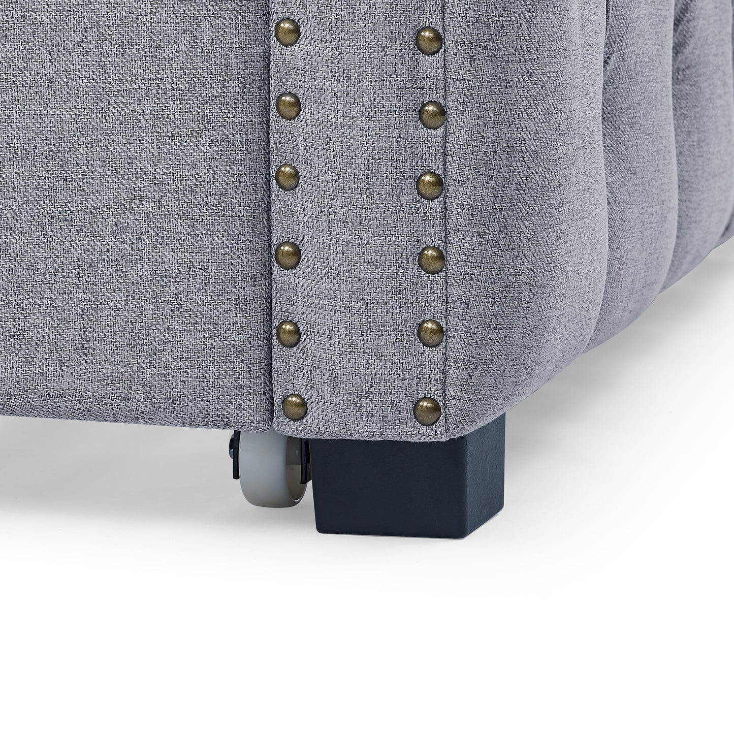 Daybed with Trundle Upholstered Tufted Sofa Bed, with Button and Copper Nail on Square Arms,Full Daybed & Twin Trundle, Grey(85"x57"x31.5")