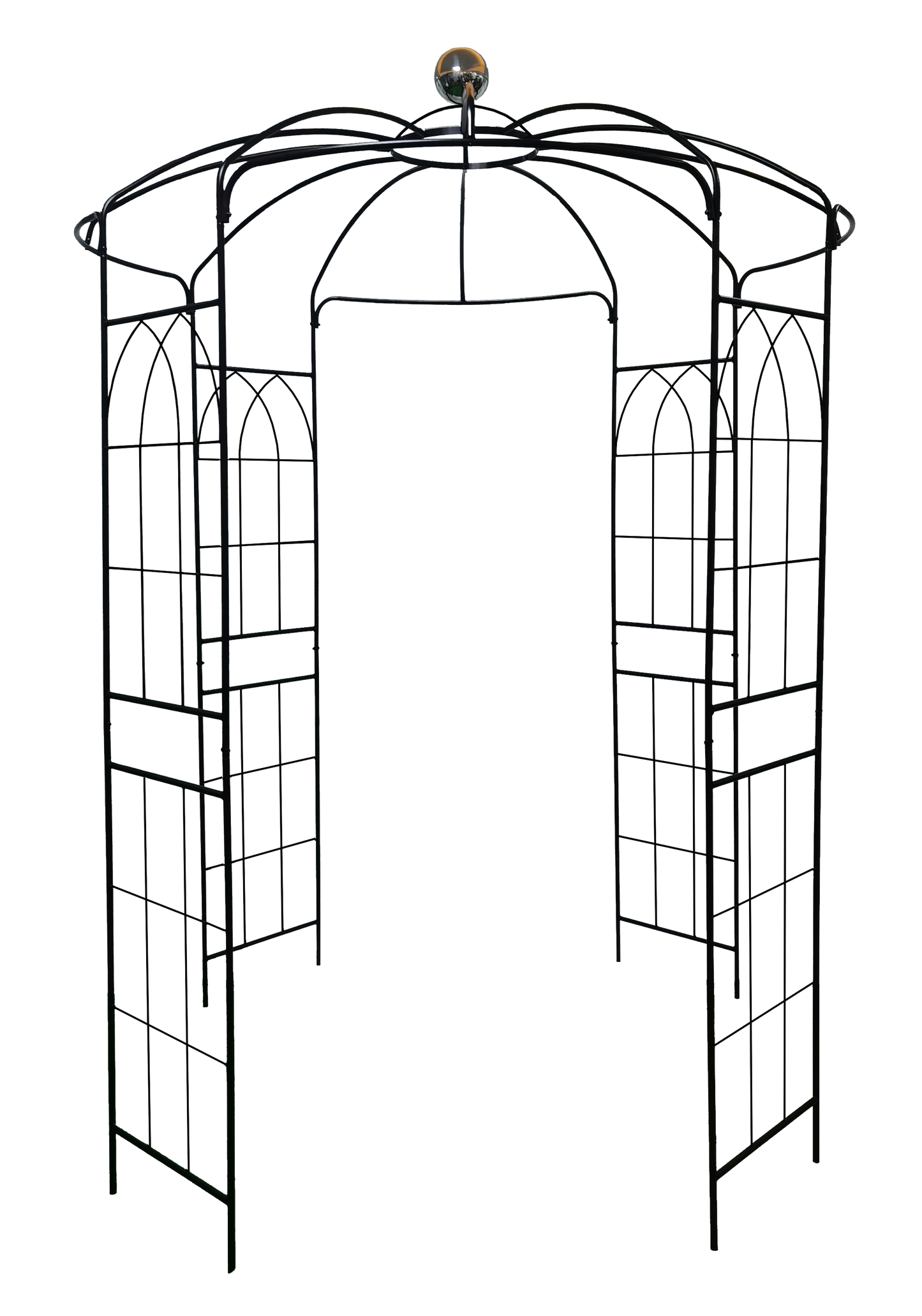 Metal Garden Arch Iron Garden Arbors Gazebo Dia81.3'' x 114.2'' High Birdcage Shape Pergola Pavilion for Wedding Ceremony
Outdoor Black