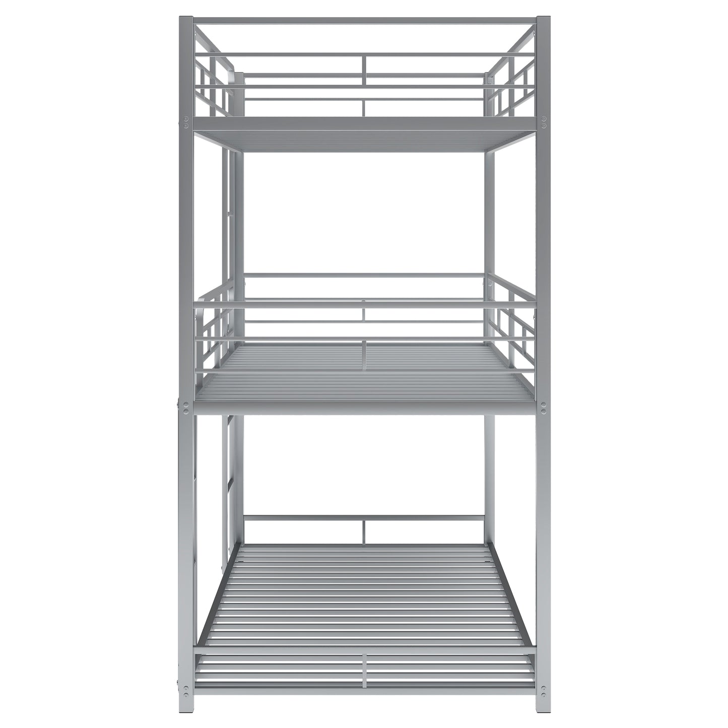Metal Twin Size Triple Bunk Bed, Silver