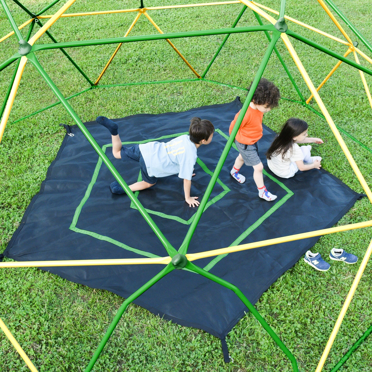 13ft Geometric Dome Climber Play Center, Kids Climbing Dome Tower with Hammock, Rust & UV Resistant Steel Supporting 1000 LBS