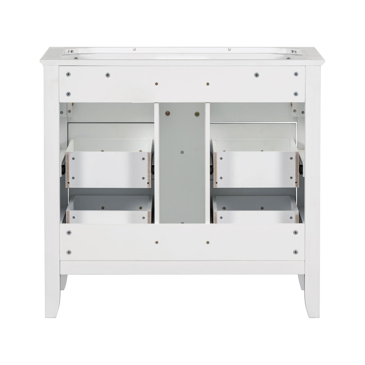 36'' Bathroom Vanity without Sink , Free Standing Single Vanity Set with Four Drawers, Solid Wood Frame Bathroom Storage Cabinet Only (NOT INCLUDE SINK)