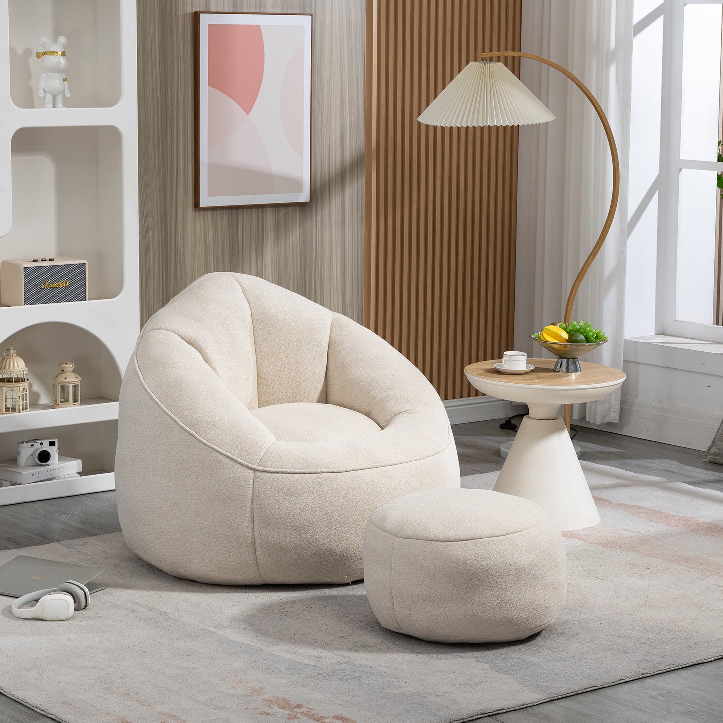 Bedding Bean Bag Sofa Chair High Pressure Foam Bean Bag Chair Adult Material with Padded Foam Padding Compressed Bean Bag With Footrest