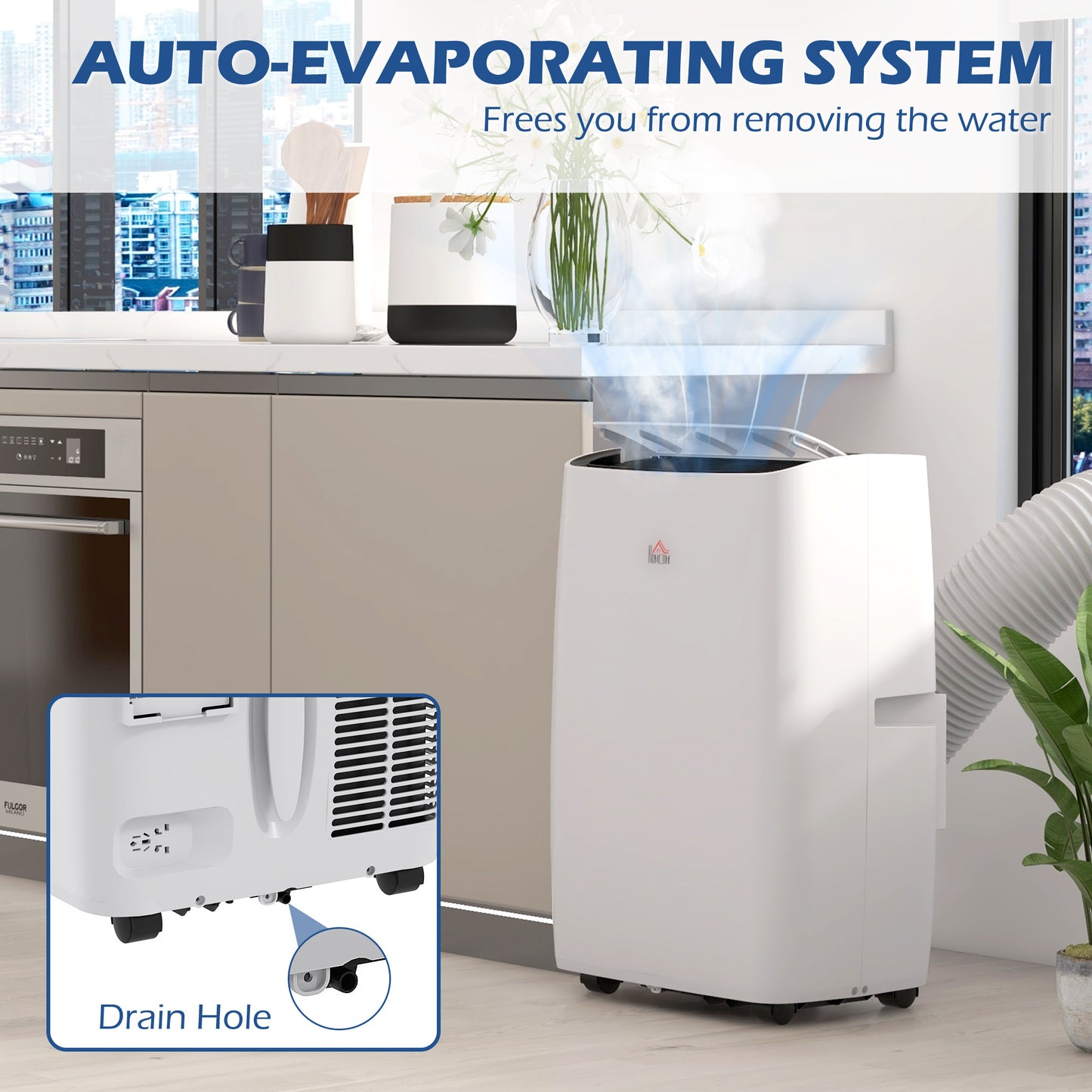 HOMCOM 12,000 BTU Portable Air Conditioner for Rooms Up to 549 Sq. Ft., 5-in-1 AC Unit Dehumidifier Fan Auto Sleep with Remote, 24H Timer On/Off, Window Mount Kit