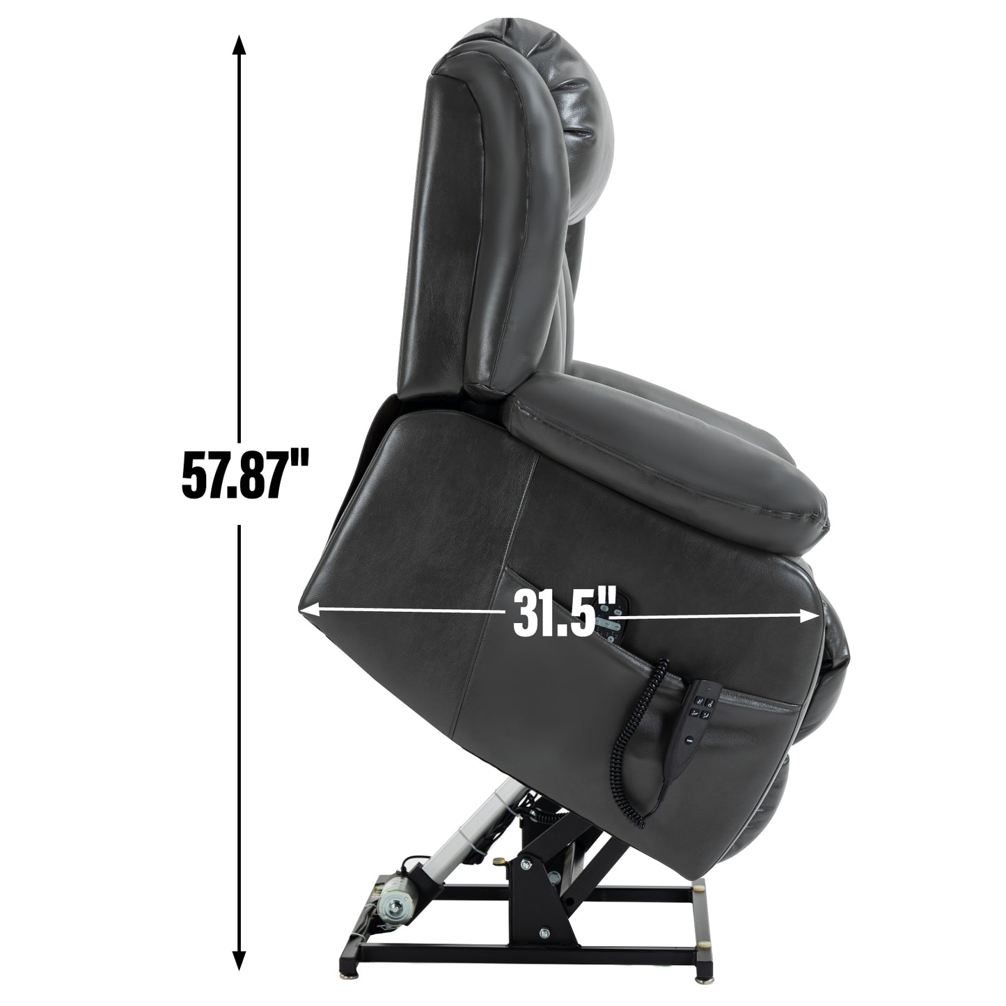 Dual Motor Infinite Position Up to 350 LBS Electric Medium size Grey Power Lift Recliner Chair with 8-Point Vibration Massage and Lumbar Heating