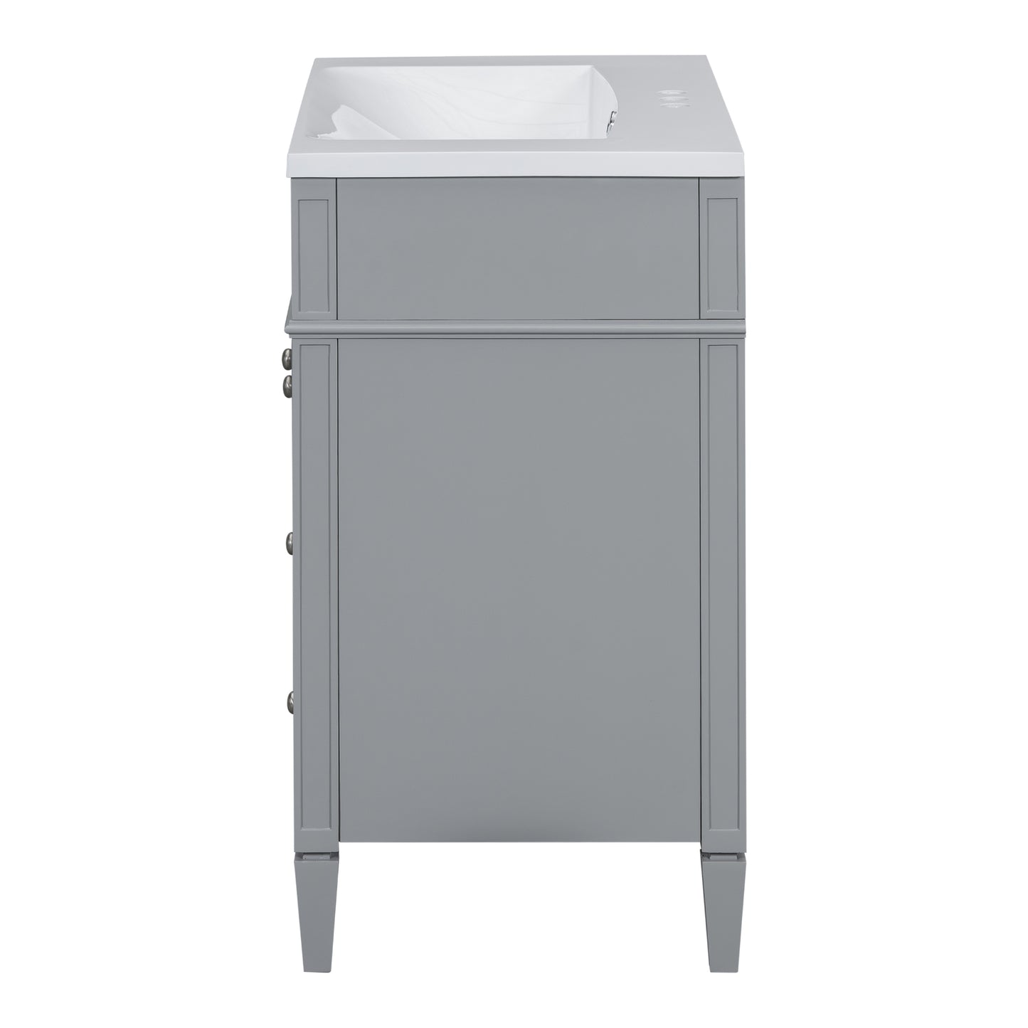 30'' Bathroom Vanity with Top Sink, Modern Bathroom Storage Cabinet with 2 Drawers and a Tip-out Drawer, Freestanding Vanity Set with Mirror Cabinet, Single Sink Bathroom Vanity