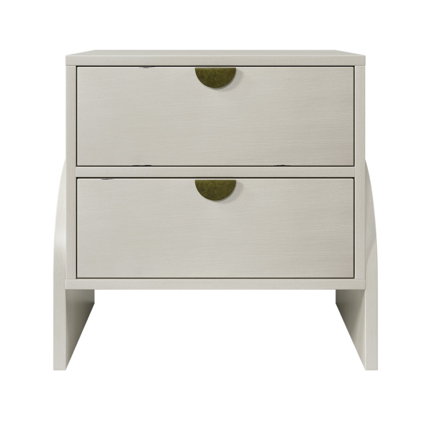 Retro Style Rubber Wood Venner Two-Drawer Bed Side Table Nightstand End Table for Living Room, Children's Room, Adult Room, Antique White