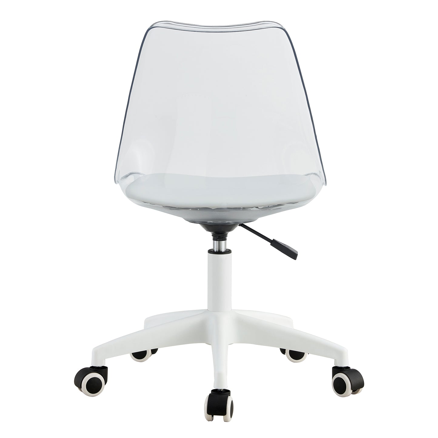Modern Home Office Desk Chairs, Adjustable 360 °Swivel Chair Engineering Plastic Armless Swivel Computer Chair With Wheels for Living Room, Bed Room Office Hotel Dining Room and Transparent Color