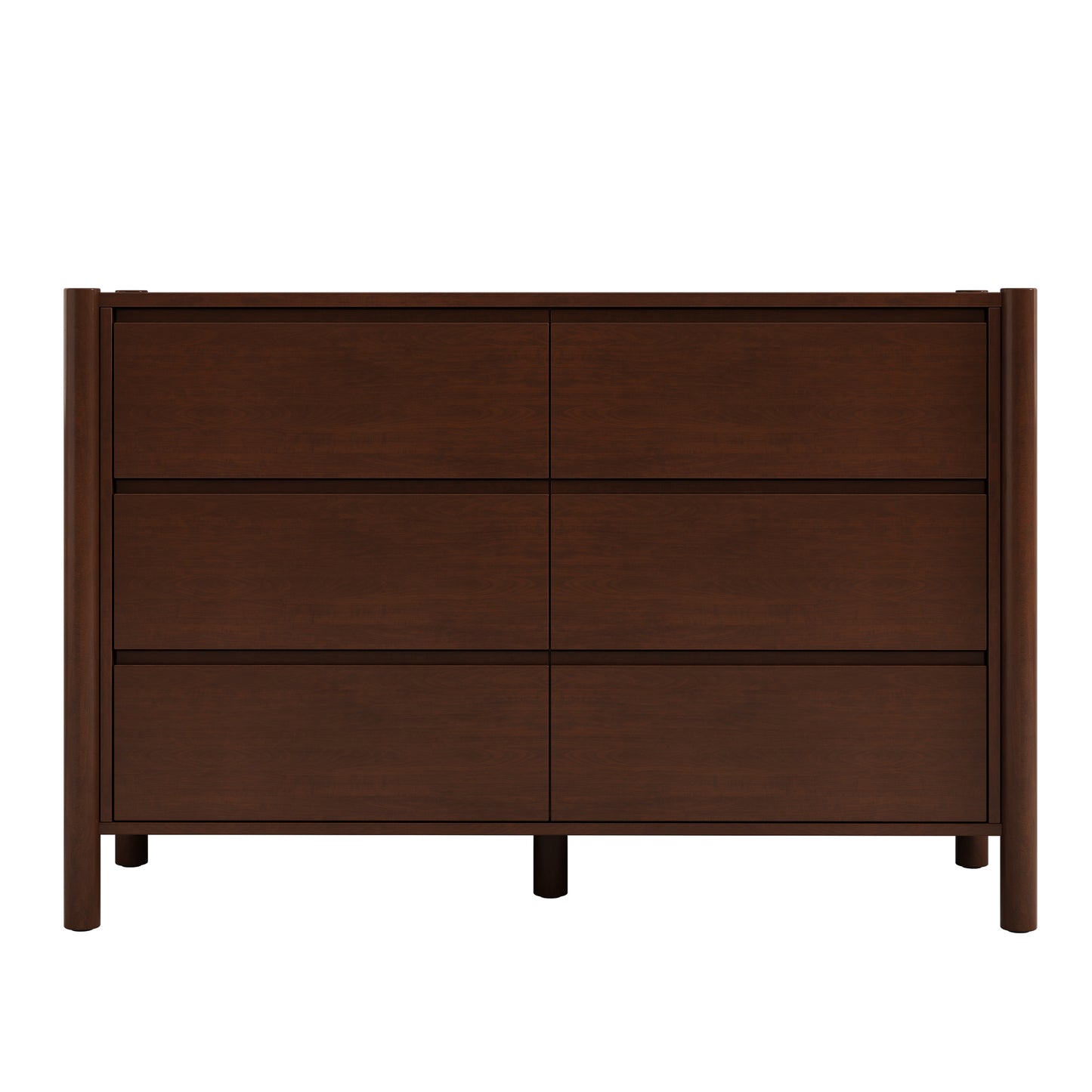 4 Pieces Bedroom Sets Mid Century Modern Upholestery Walnut Wood Frame Queen Platform Bed with Two Nightstands and Dresser