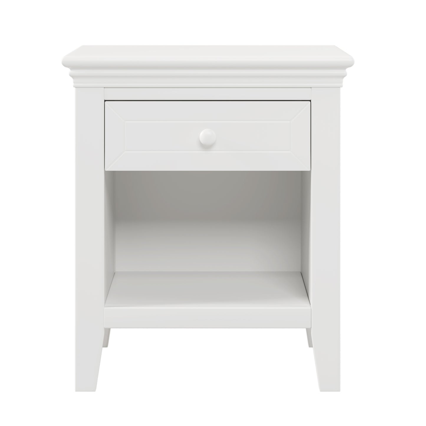 3 Pieces Traditional Concise Style White Bedroom Sets, Nightstand+Chest+Full Bed