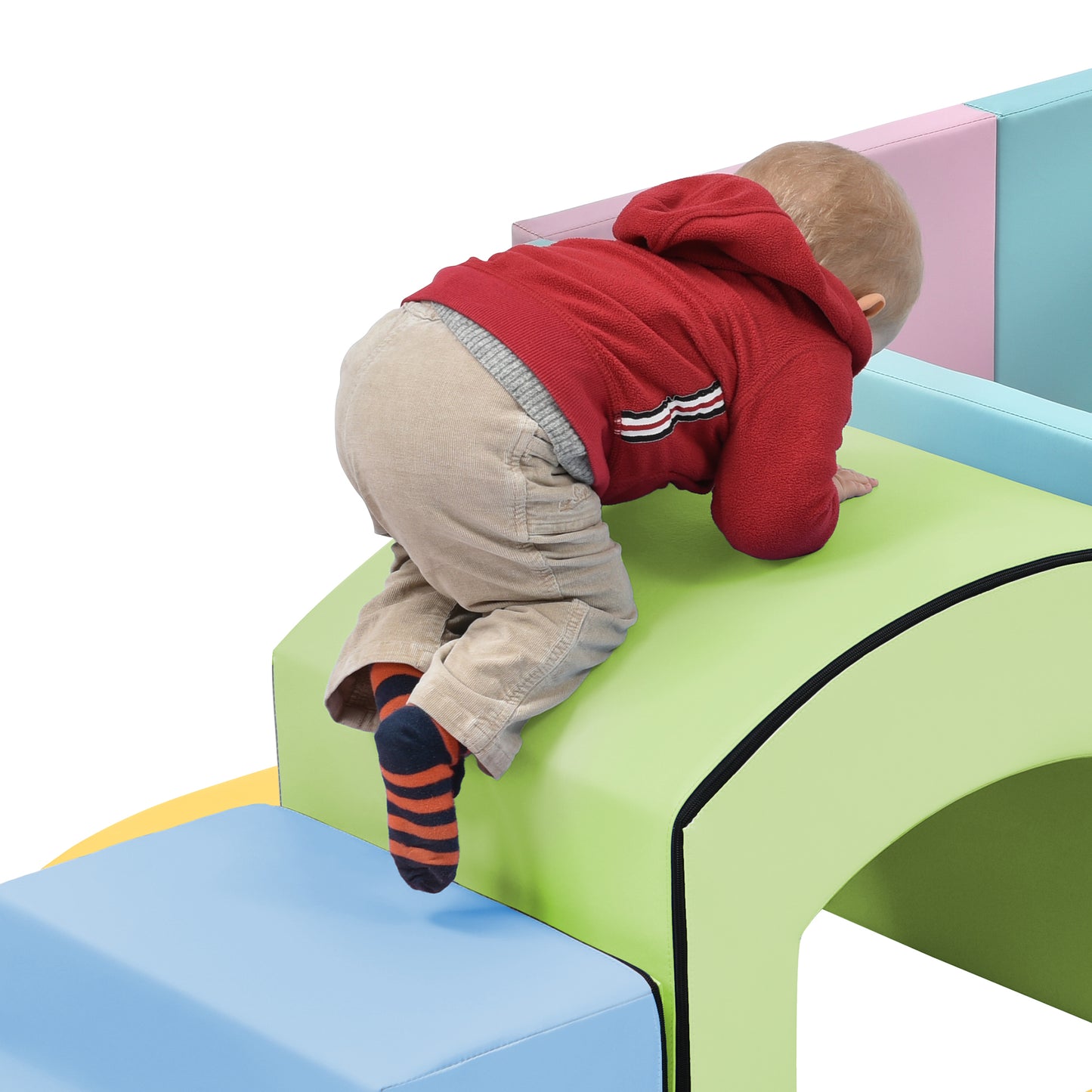 Soft Foam Playset for Toddlers, Safe SoftZone Single-Tunnel Foam Climber for Kids, Lightweight Indoor Active Play Structure with Slide Stairs and Ramp for Beginner Toddler Climb and Crawl