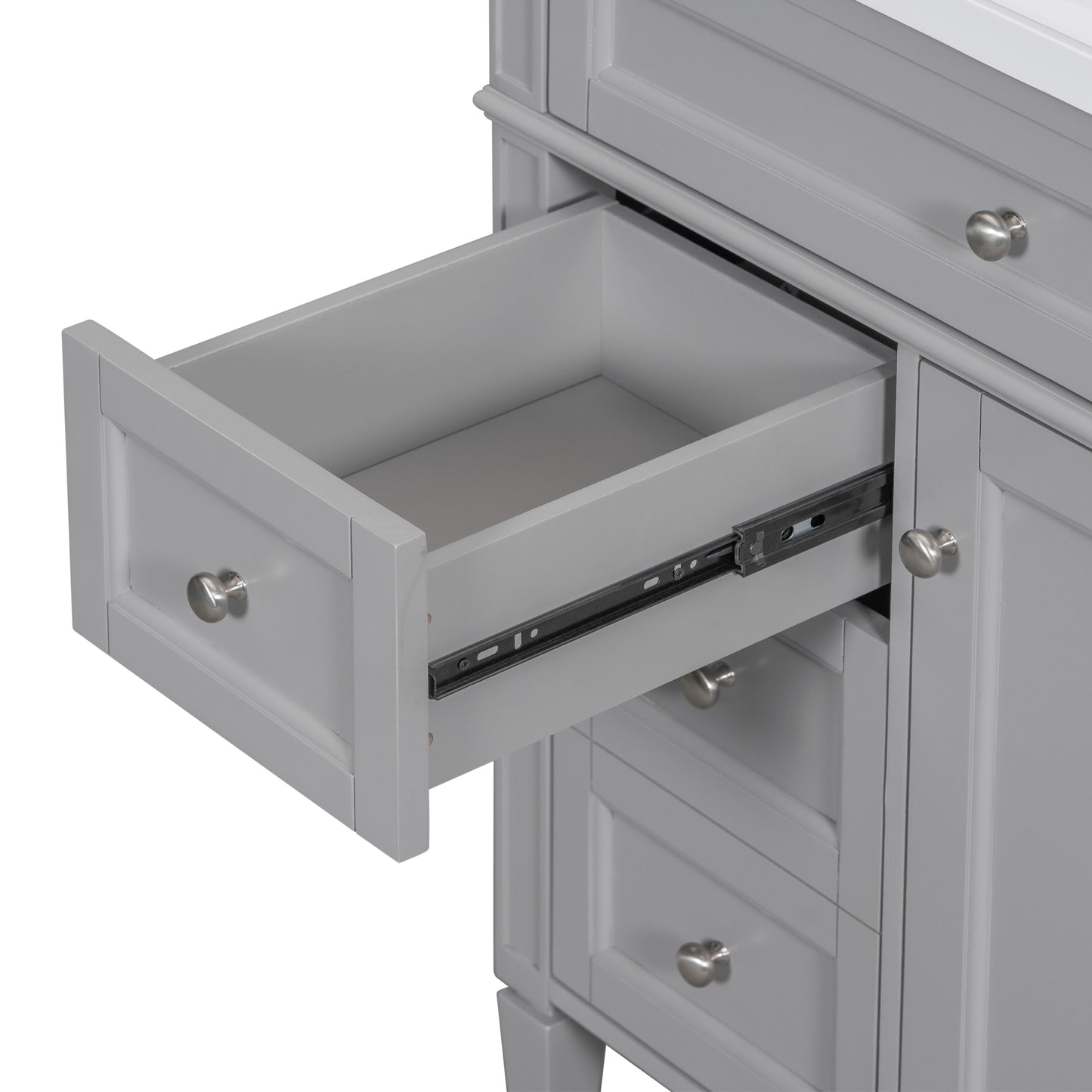 30'' Bathroom Vanity with Top Sink, Modern Bathroom Storage Cabinet with 2 Drawers and a Tip-out Drawer, Freestanding Vanity Set with Mirror Cabinet, Single Sink Bathroom Vanity