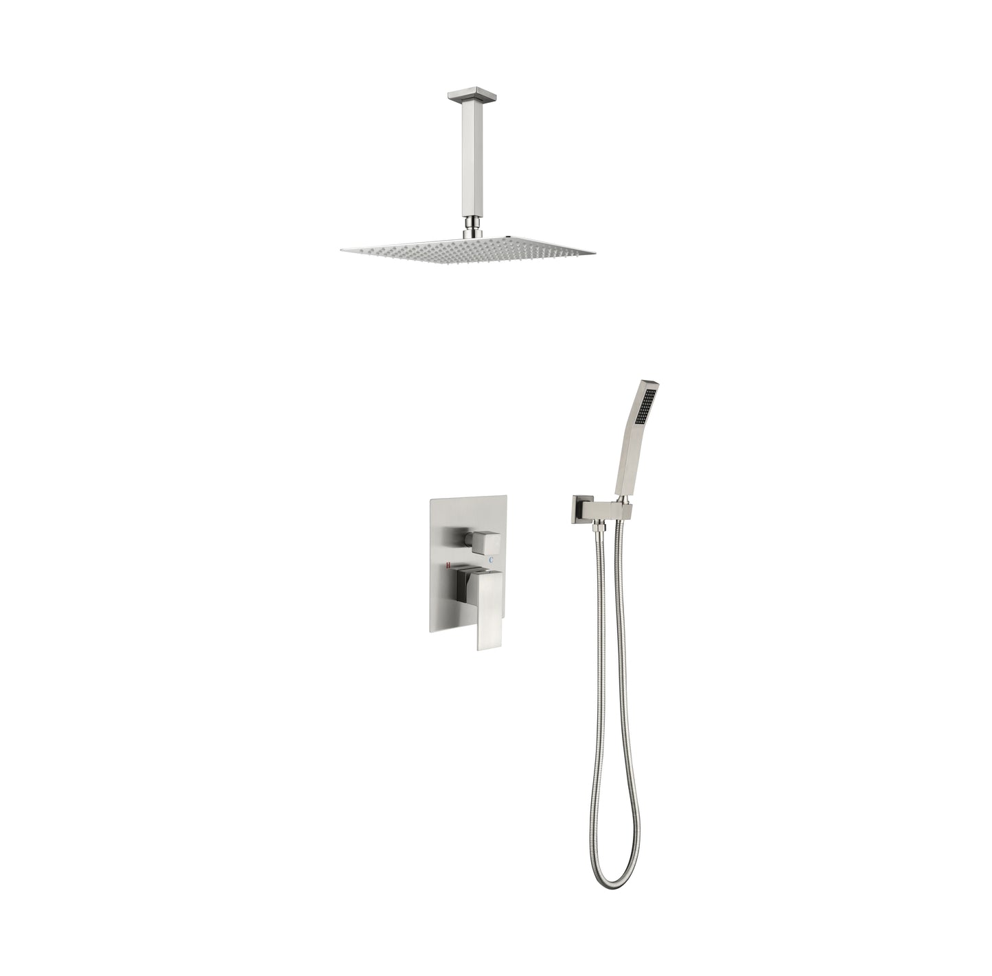 Ceiling Mounted Shower System Combo Set with Handheld and 12"Shower head