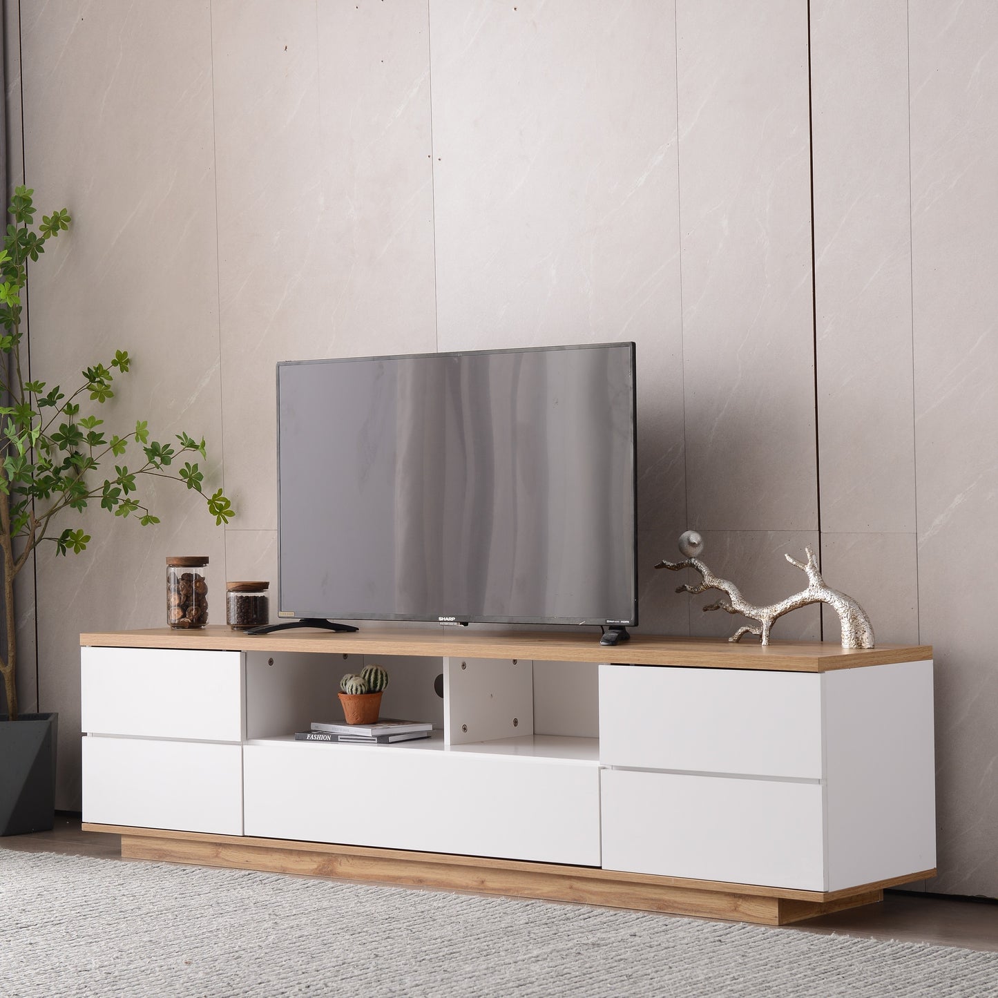 Modern TV stand for TVs up to 80'' , Media Console with Multi-Functional Storage, Entertainment Center with Door Rebound Device, TV cabinet for living room,Bedroom