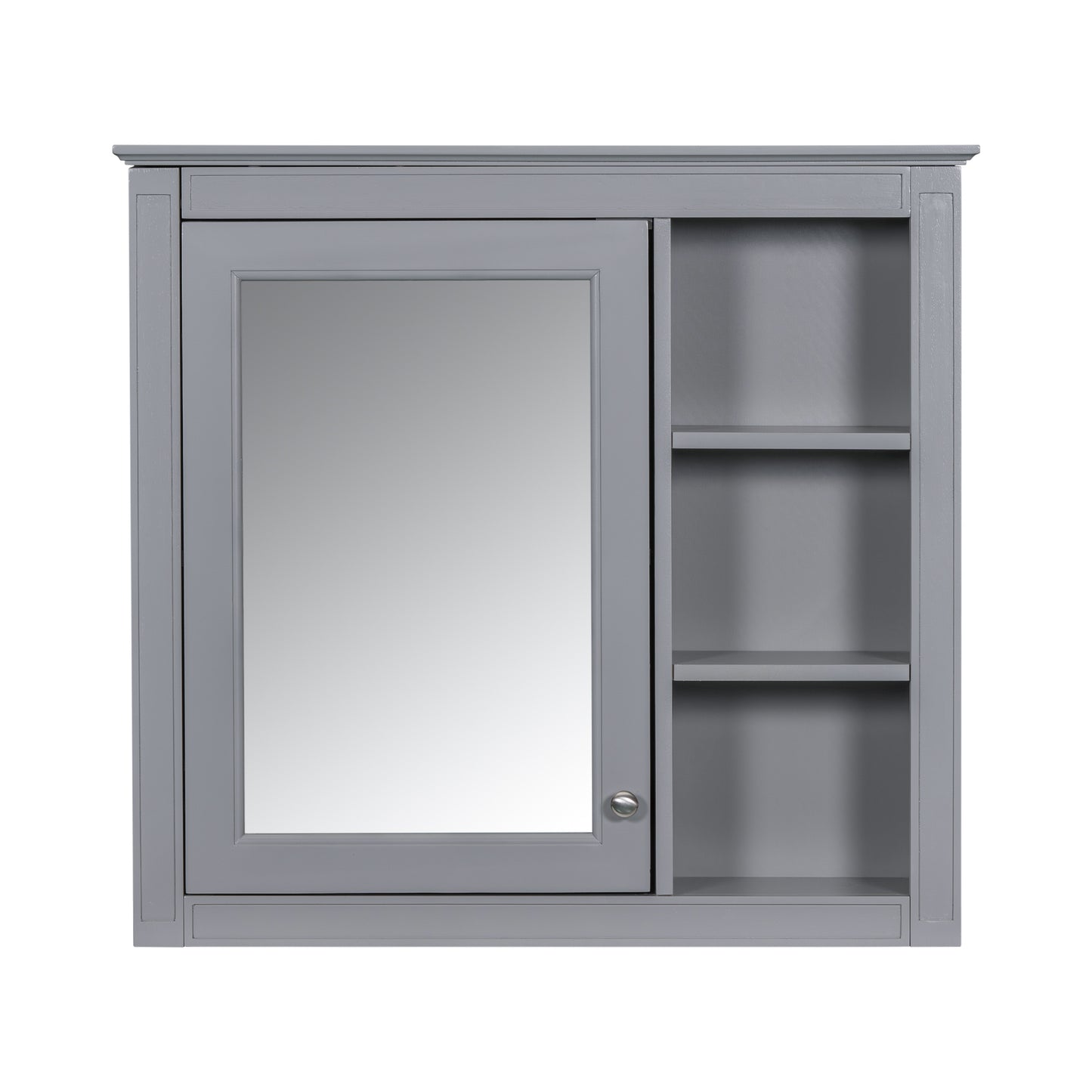 30'' Bathroom Vanity with Top Sink, Modern Bathroom Storage Cabinet with 2 Drawers and a Tip-out Drawer, Freestanding Vanity Set with Mirror Cabinet, Single Sink Bathroom Vanity