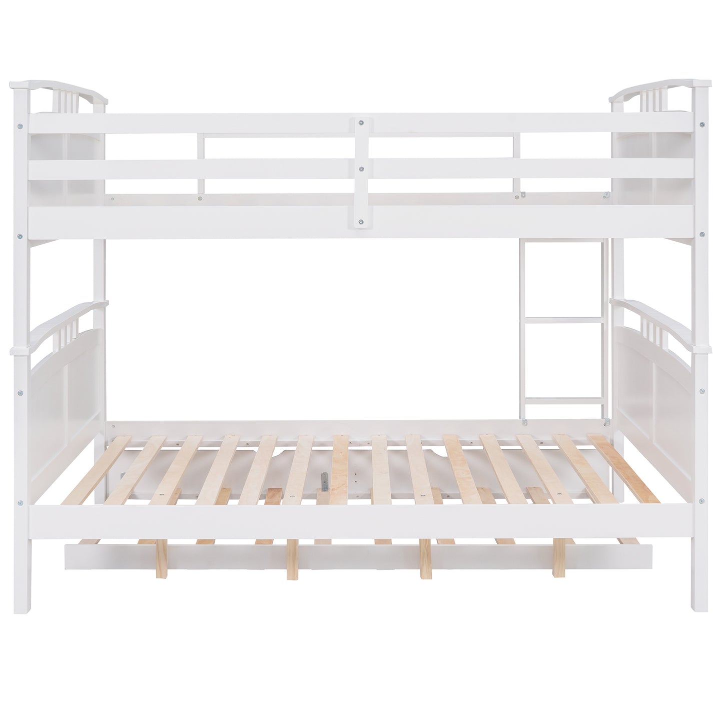 Full-Over-Full Bunk Bed with Twin size Trundle , Separable Bunk Bed for Bedroom - White