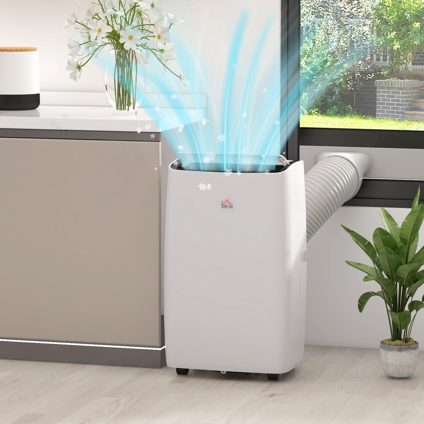 HOMCOM 12,000 BTU Portable Air Conditioner for Rooms Up to 549 Sq. Ft., 5-in-1 AC Unit Dehumidifier Fan Auto Sleep with Remote, 24H Timer On/Off, Window Mount Kit