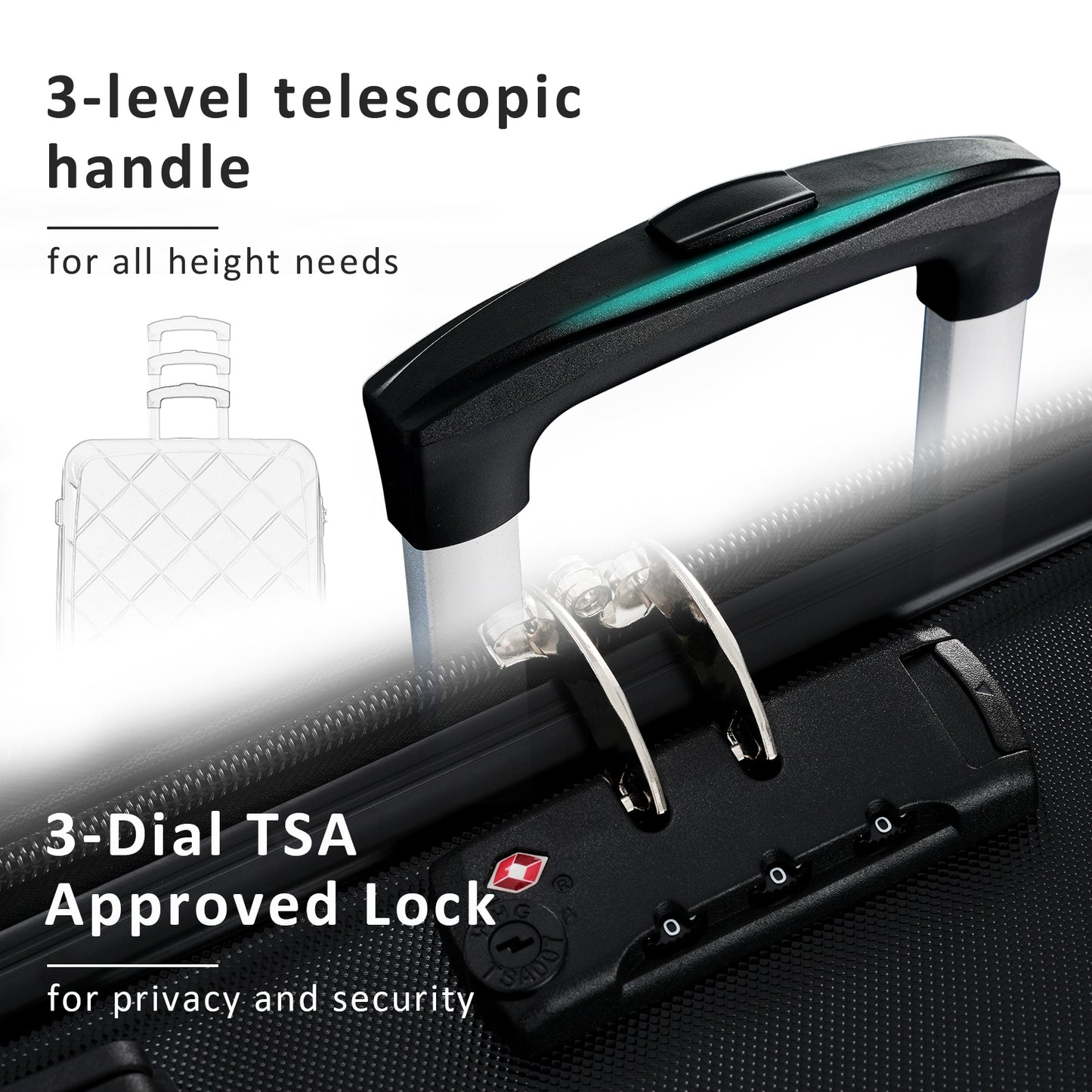 3 Piece Luggage Set Suitcase Set, ABS Hard Shell Lightweight Expandable Travel Luggage with TSA Lock, Spinner Wheels for Men Women