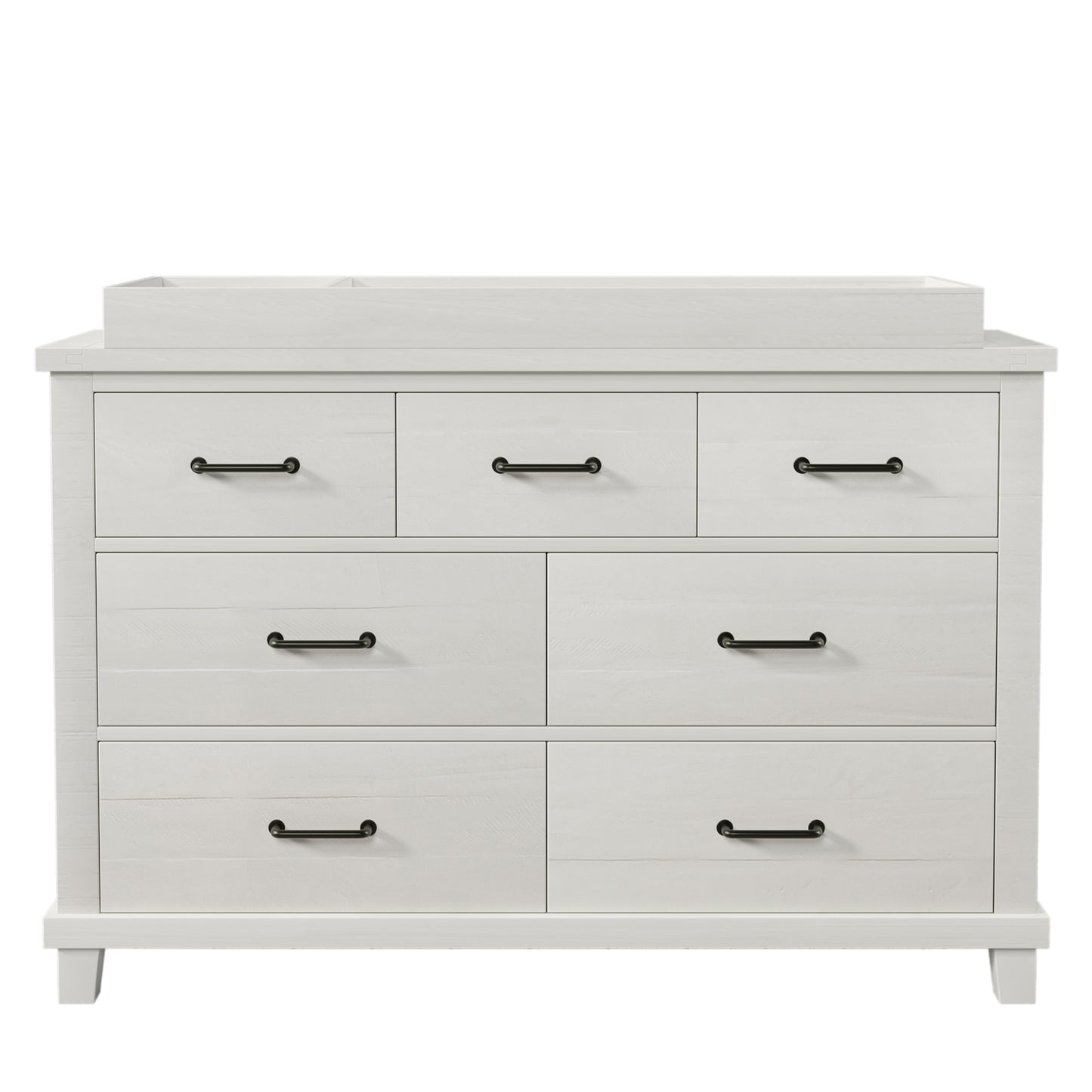 Rustic Farmhouse Style 3 Pieces Nursery Sets Whitewash Baby Crib and Changer Dreeser with Removable Changing Tray Bedroom Sets White