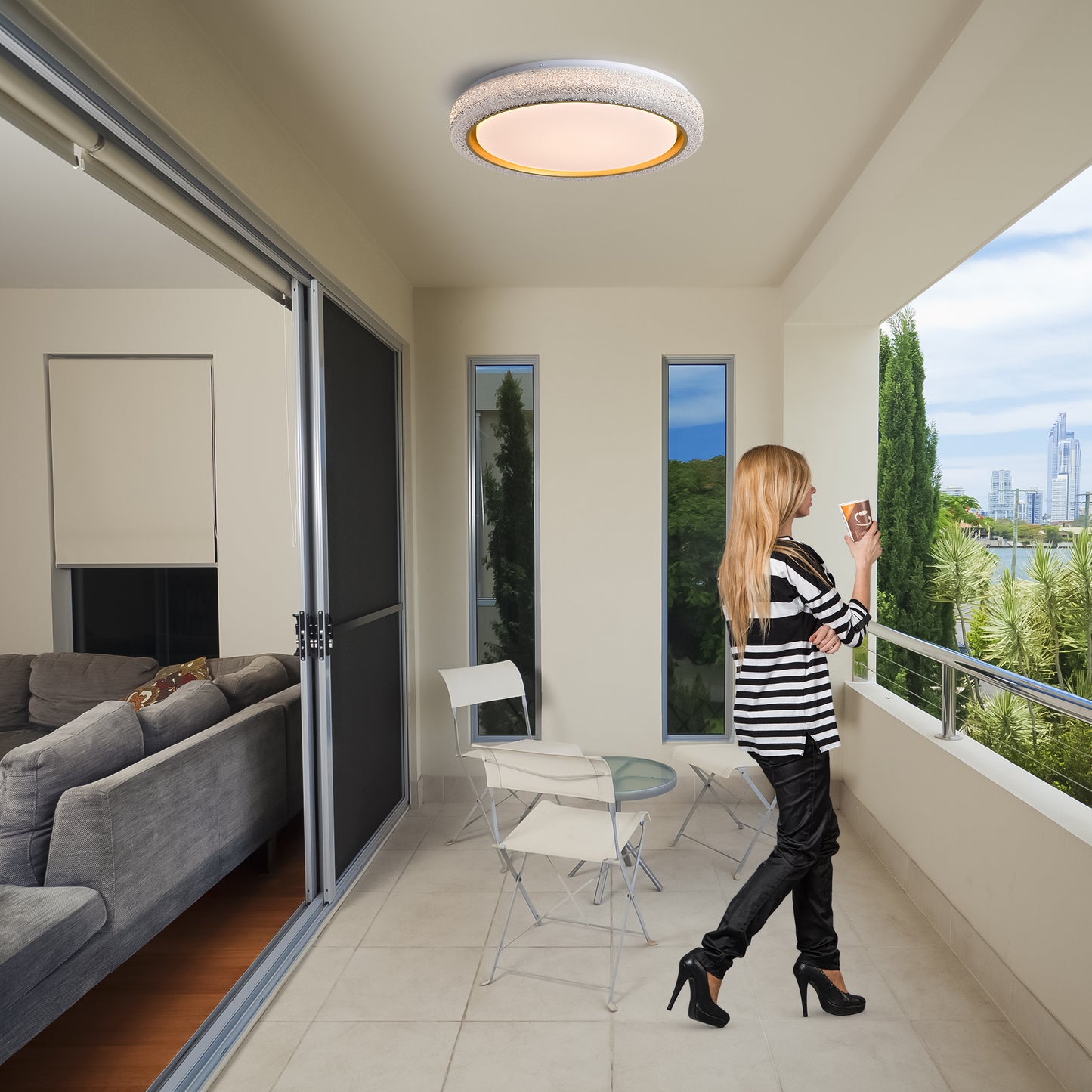 LED Flush Mount Ceiling Light Fixture, 19.69in 36W,3600LM, 5 CCT Colors 2700K 3000K 3500K 4000K 5000K, Dimmable Modern Flush Mount Light Fixture for Bedroom Bathroom Hallway