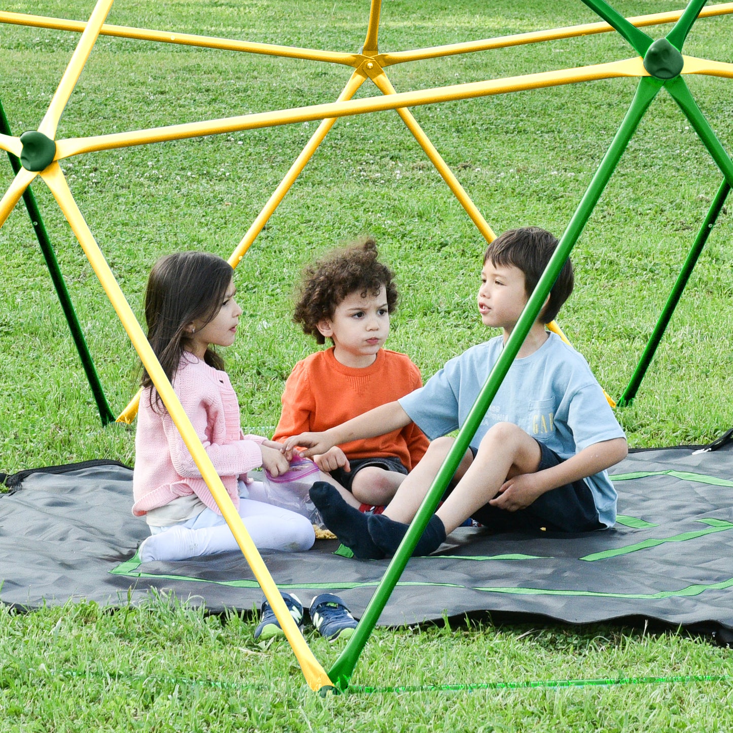 13ft Geometric Dome Climber Play Center, Kids Climbing Dome Tower with Hammock, Rust & UV Resistant Steel Supporting 1000 LBS