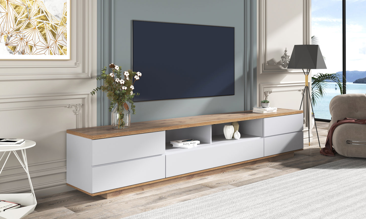 Modern TV stand for TVs up to 80'' , Media Console with Multi-Functional Storage, Entertainment Center with Door Rebound Device, TV cabinet for living room,Bedroom