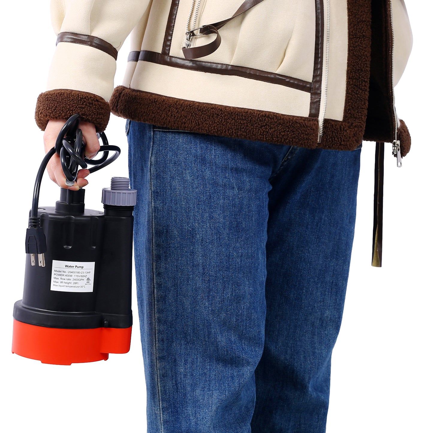 Submersible Water Pump, 1/3HP 2500GPH Thermoplastic Utility Pump Portable Electric Water Pump Sump Pump, With 10 Feet Power Cord.