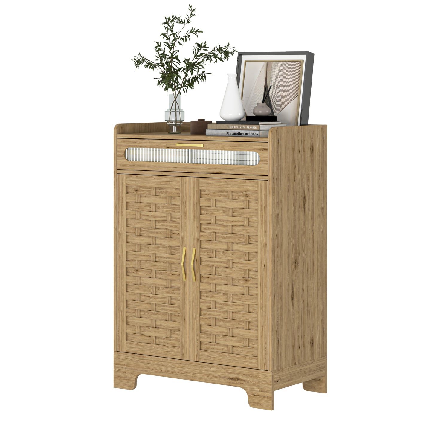 Coffee Bar Cabinet, Modern Farmhouse Buffet Sideboard
with Drawer and Adjustable Shelf, Barn Door Storage Cabinet for Kitchen, Dining Room, Bathroom, Entryway