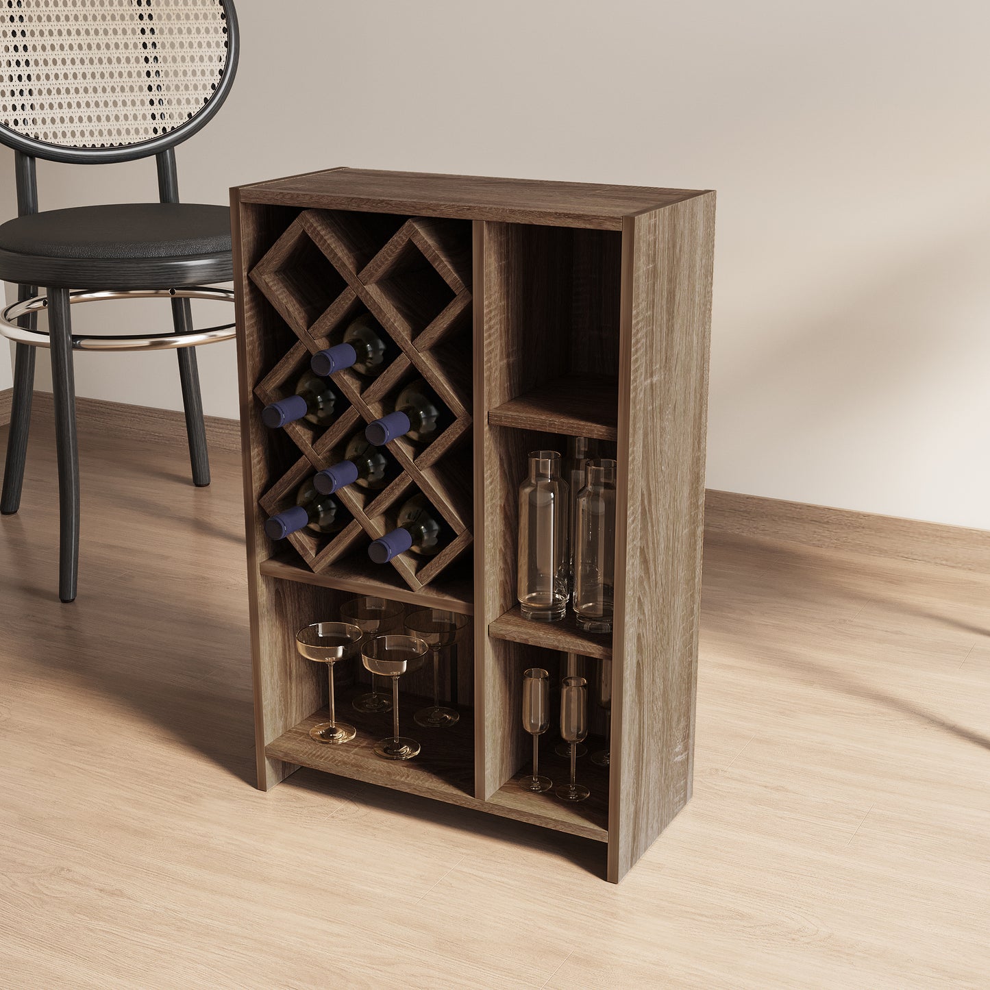 Kitchen Bar Table with Storage Shelves