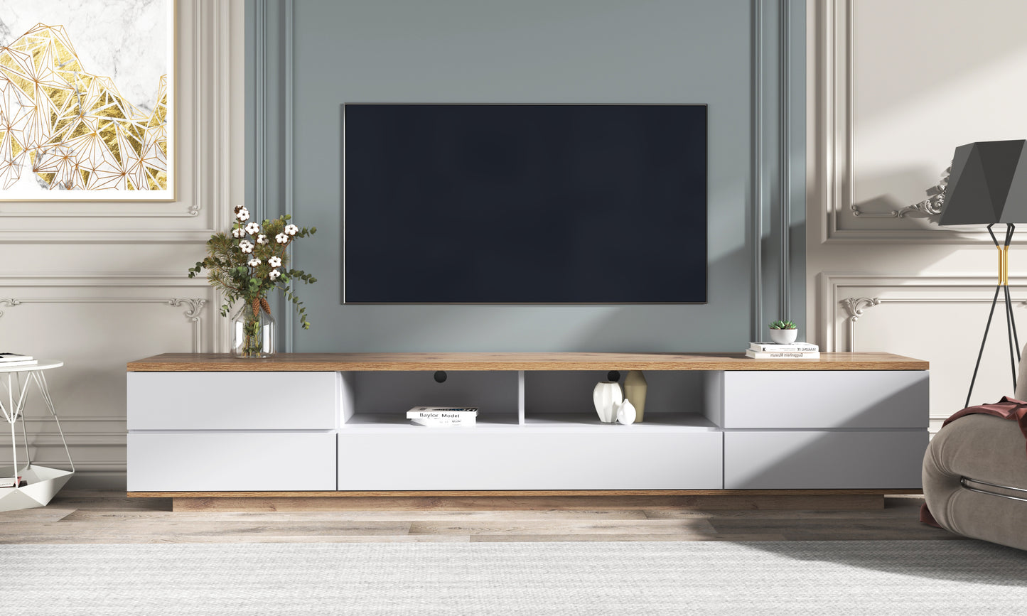 Modern TV stand for TVs up to 80'' , Media Console with Multi-Functional Storage, Entertainment Center with Door Rebound Device, TV cabinet for living room,Bedroom