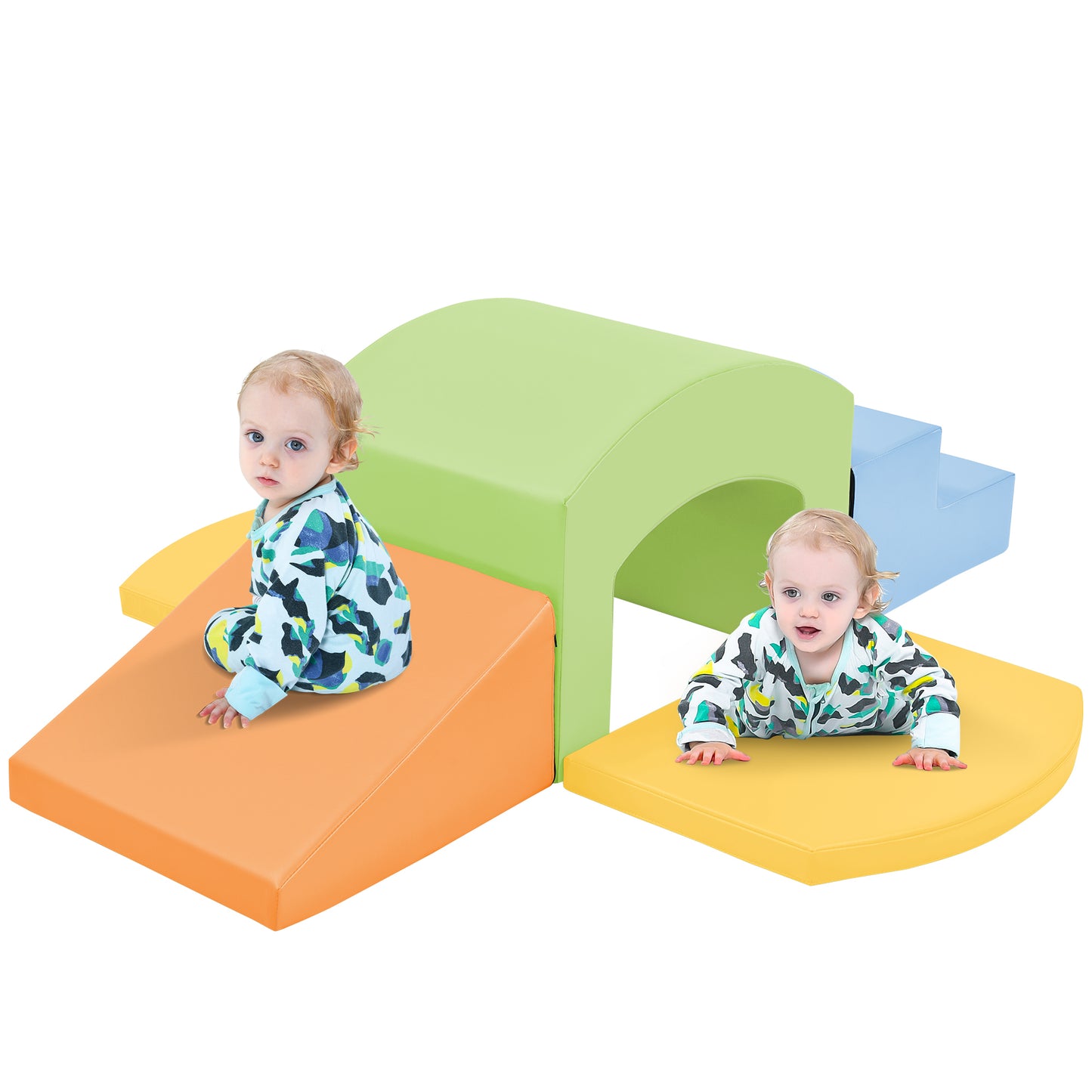 Soft Foam Playset for Toddlers, Safe SoftZone Single-Tunnel Foam Climber for Kids, Lightweight Indoor Active Play Structure with Slide Stairs and Ramp for Beginner Toddler Climb and Crawl