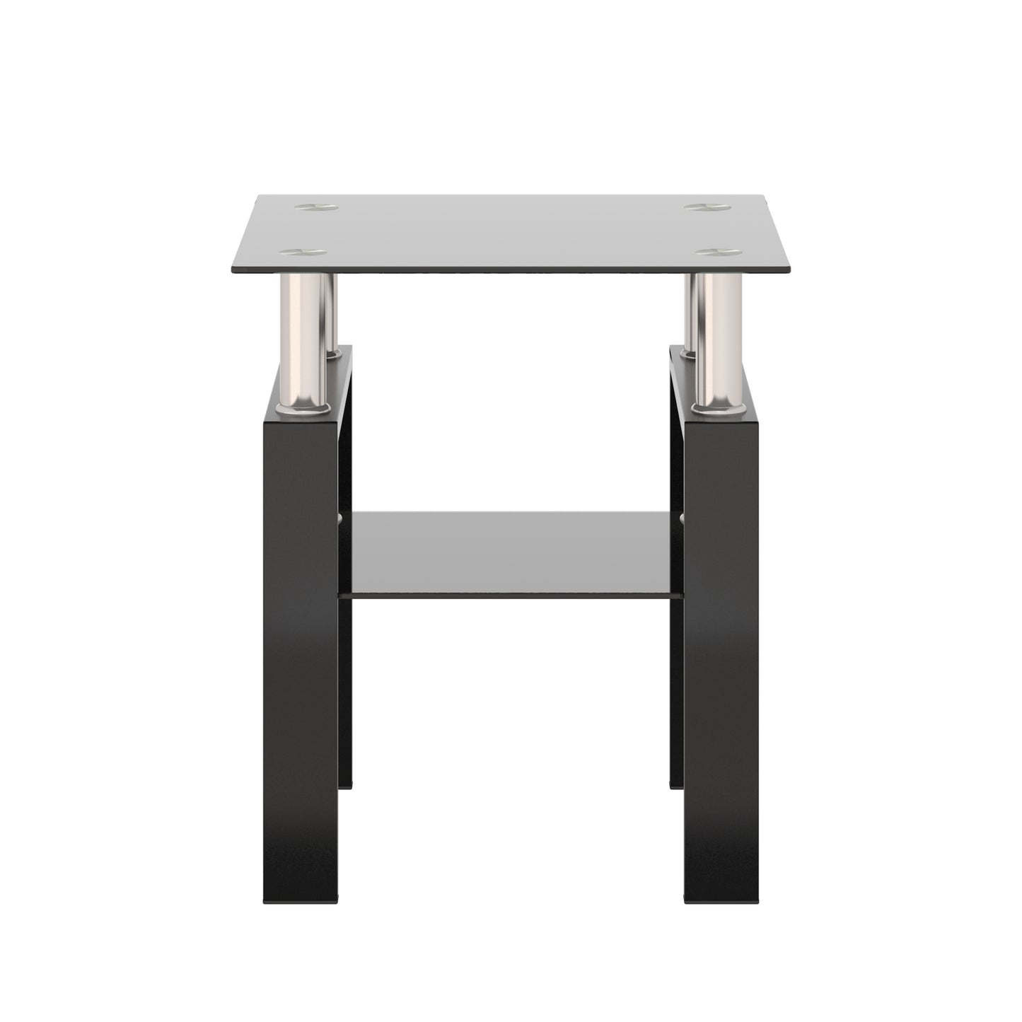 1-Piece Modern Tempered Glass Tea Table Coffee Table End Table, Square Table for Living Room, Black