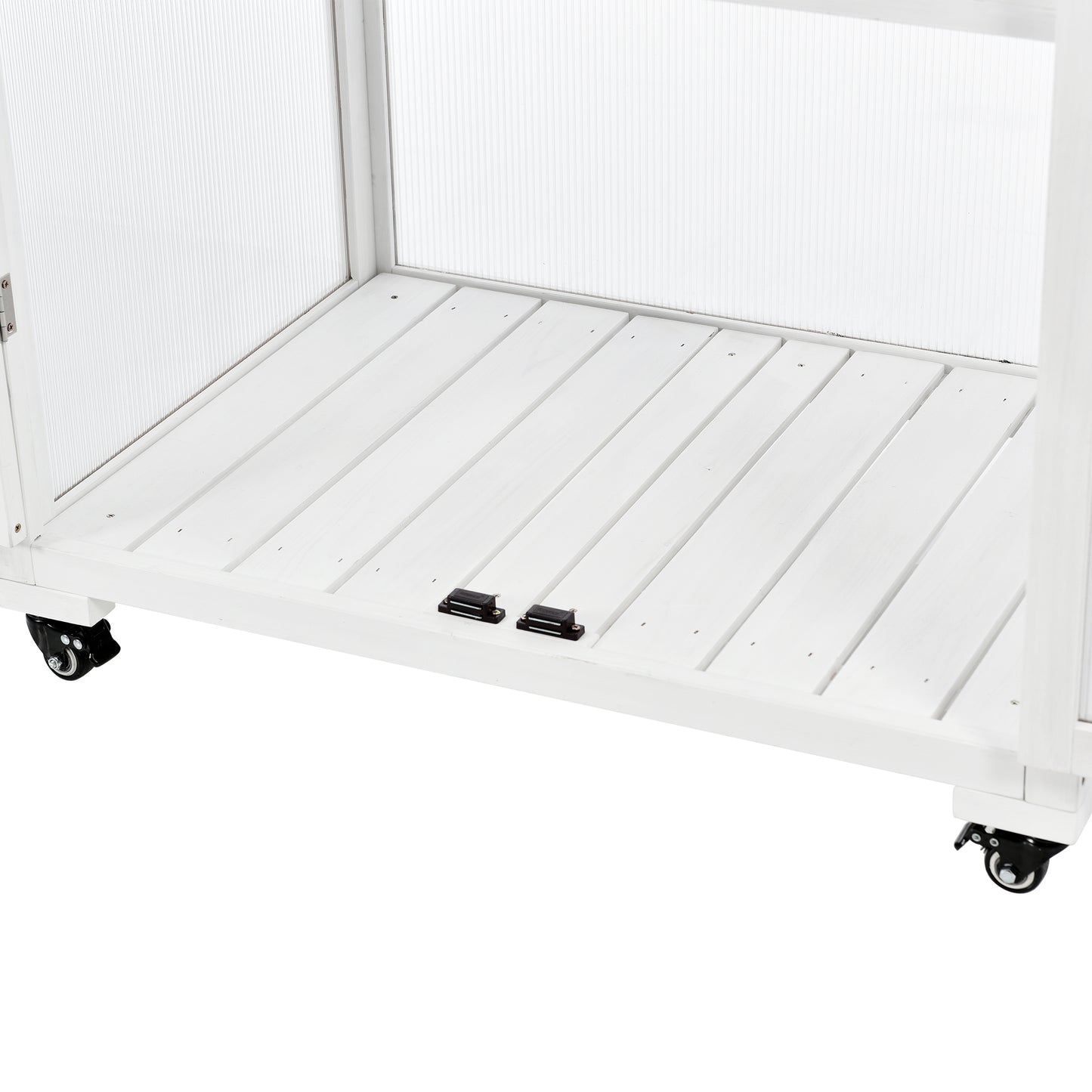 TOPMAX 62inch Height Wood Large Greenhouse Balcony Portable Cold Frame with Wheels and Adjustable Shelves for Outdoor Indoor Use, White