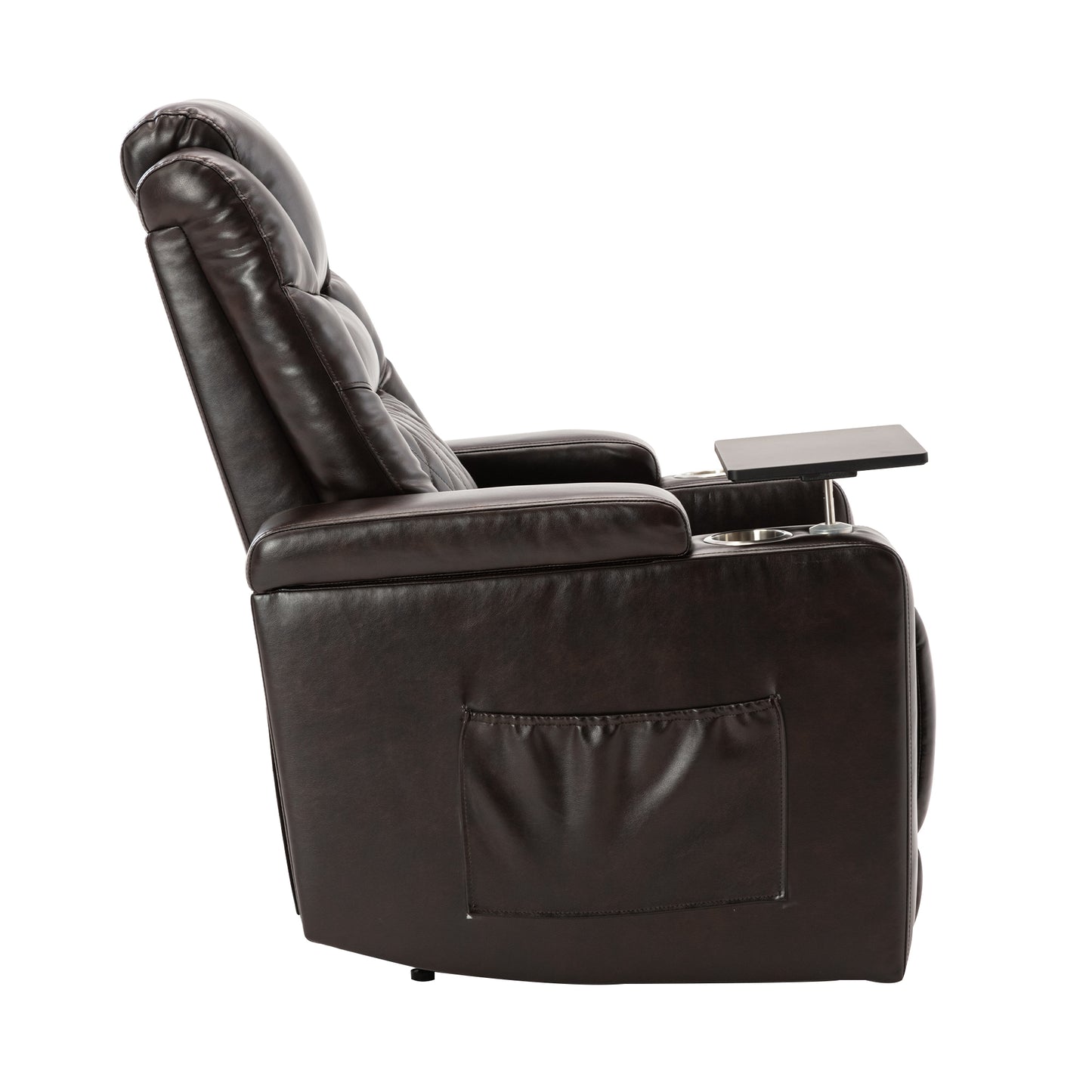 Motion Recliner with USB Charging Port and Hidden Arm Storage, Home Theater Seating with 2 Convenient Cup Holders Design and 360° Swivel Tray Table (old sku: SG000440AAA)
