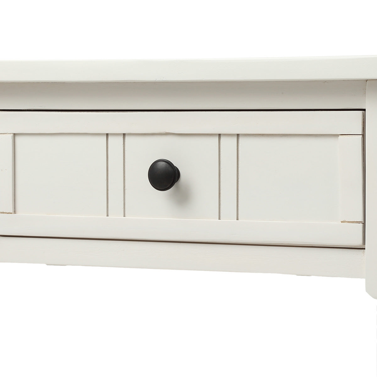 TREXM Daisy Series Console Table Traditional Design with Two Drawers and Bottom Shelf (Ivory White)