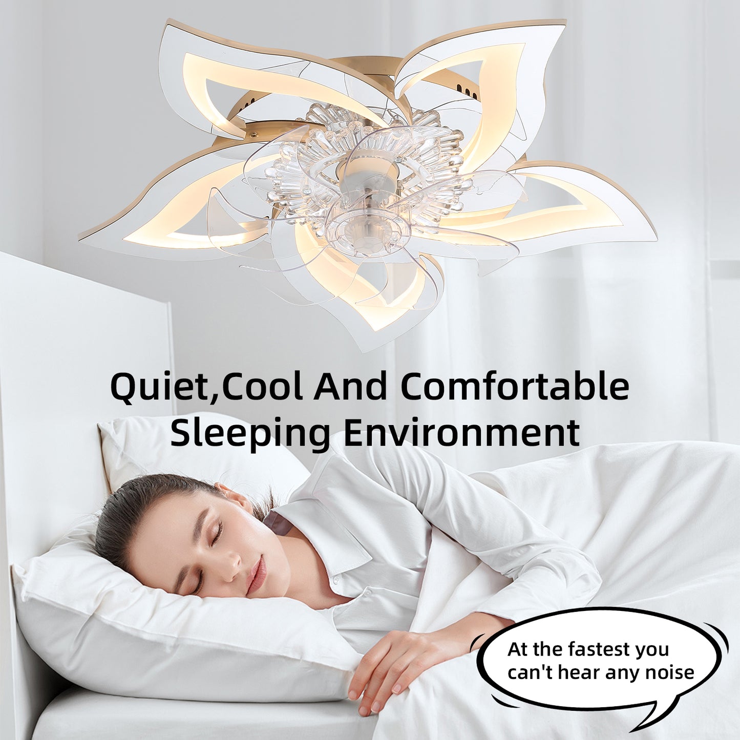 27In Ceiling Fan with Lights Remote Contro Dimmable LED,6 Gear Wind Speed Fan Light