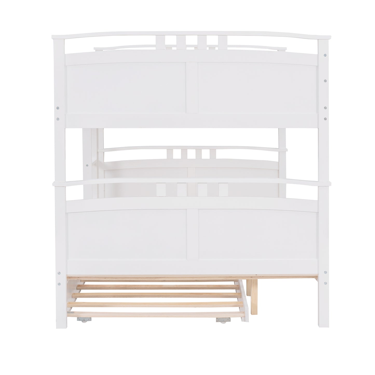 Full-Over-Full Bunk Bed with Twin size Trundle , Separable Bunk Bed for Bedroom - White