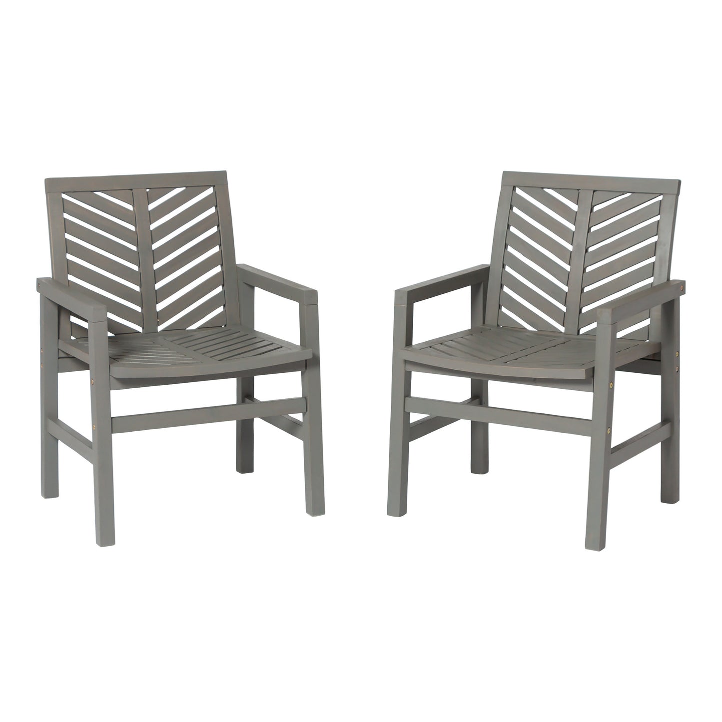 Modern 2-Piece Chevron Patio Chairs - Grey Wash