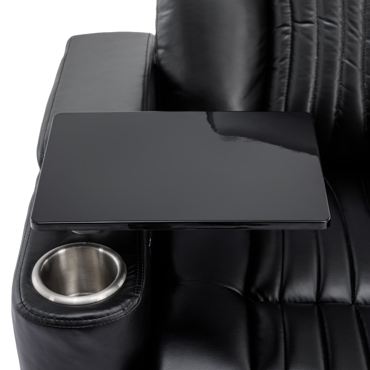 270° Power Swivel Recliner,Home Theater Seating With Hidden Arm Storage and LED Light Strip,Cup Holder,360° Swivel Tray Table,and Cell Phone Holder,Soft Living Room Chair,Black
