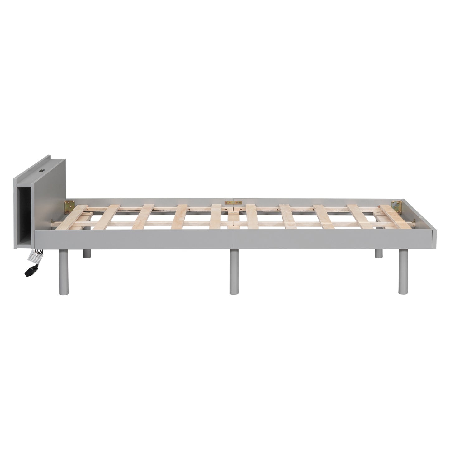 Modern Design Twin Size Platform Bed Frame with Headboard for Grey Color
